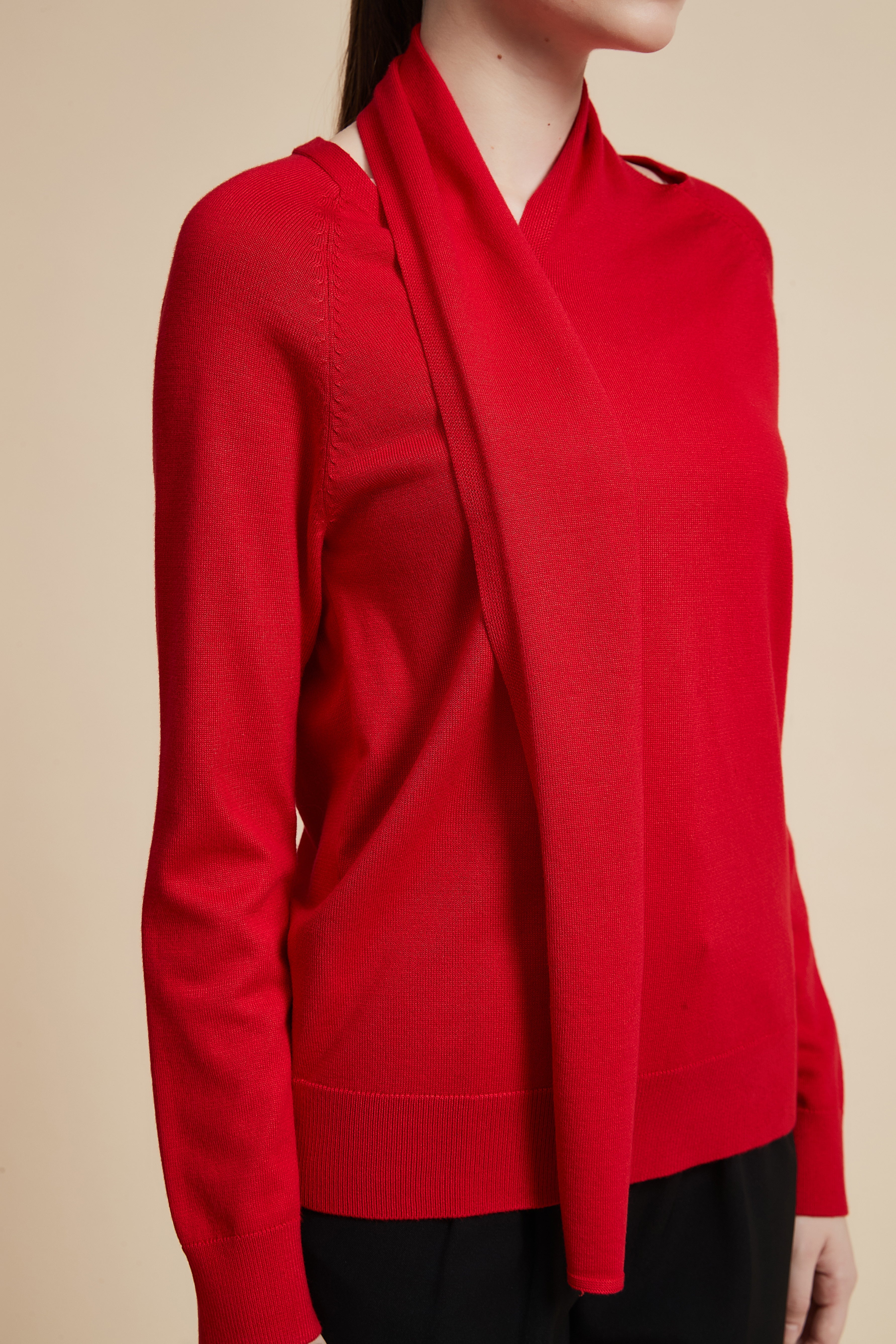 Solid Long Sleeve Cropped Sweater