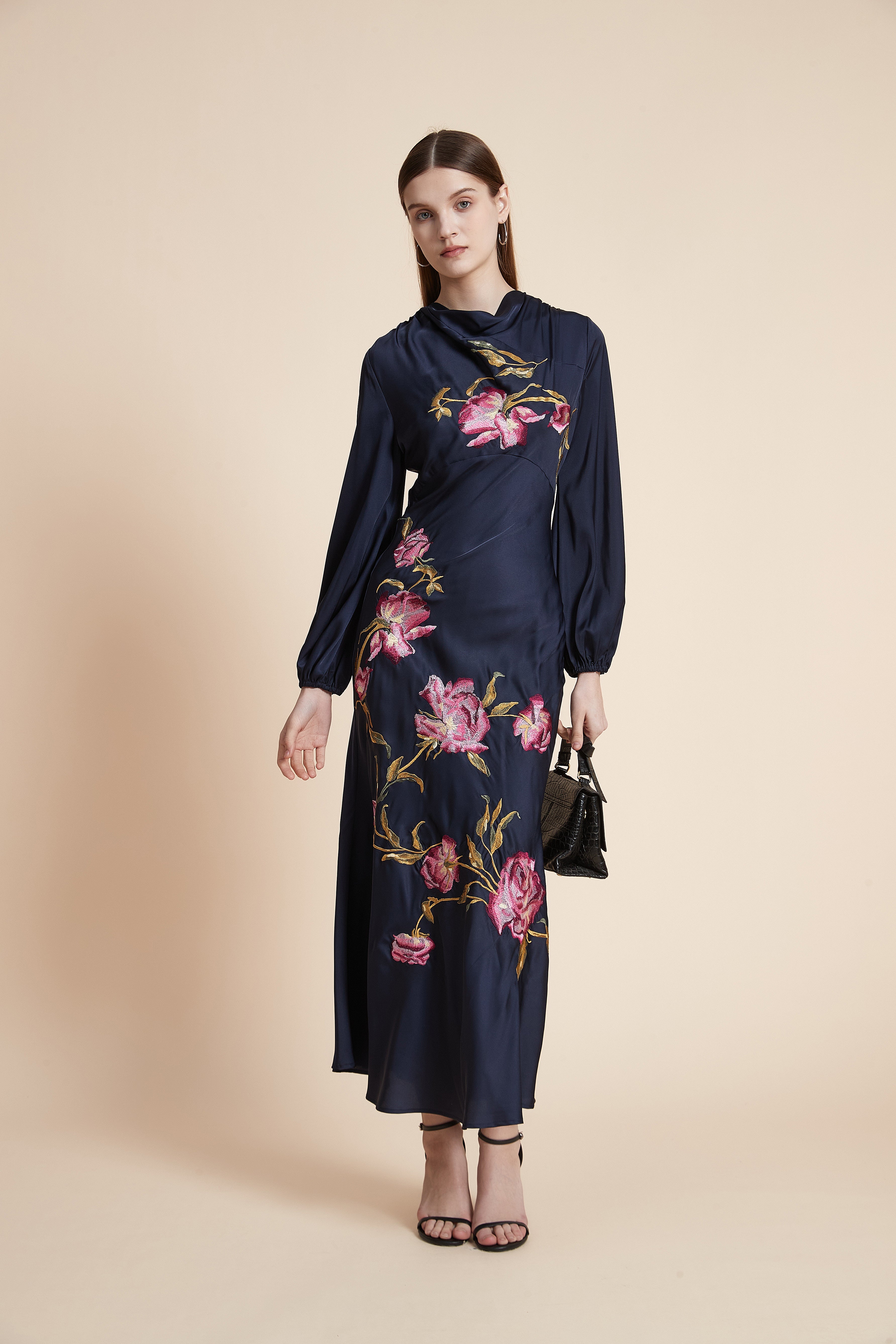 Long Sleeve Printed Midi Dress