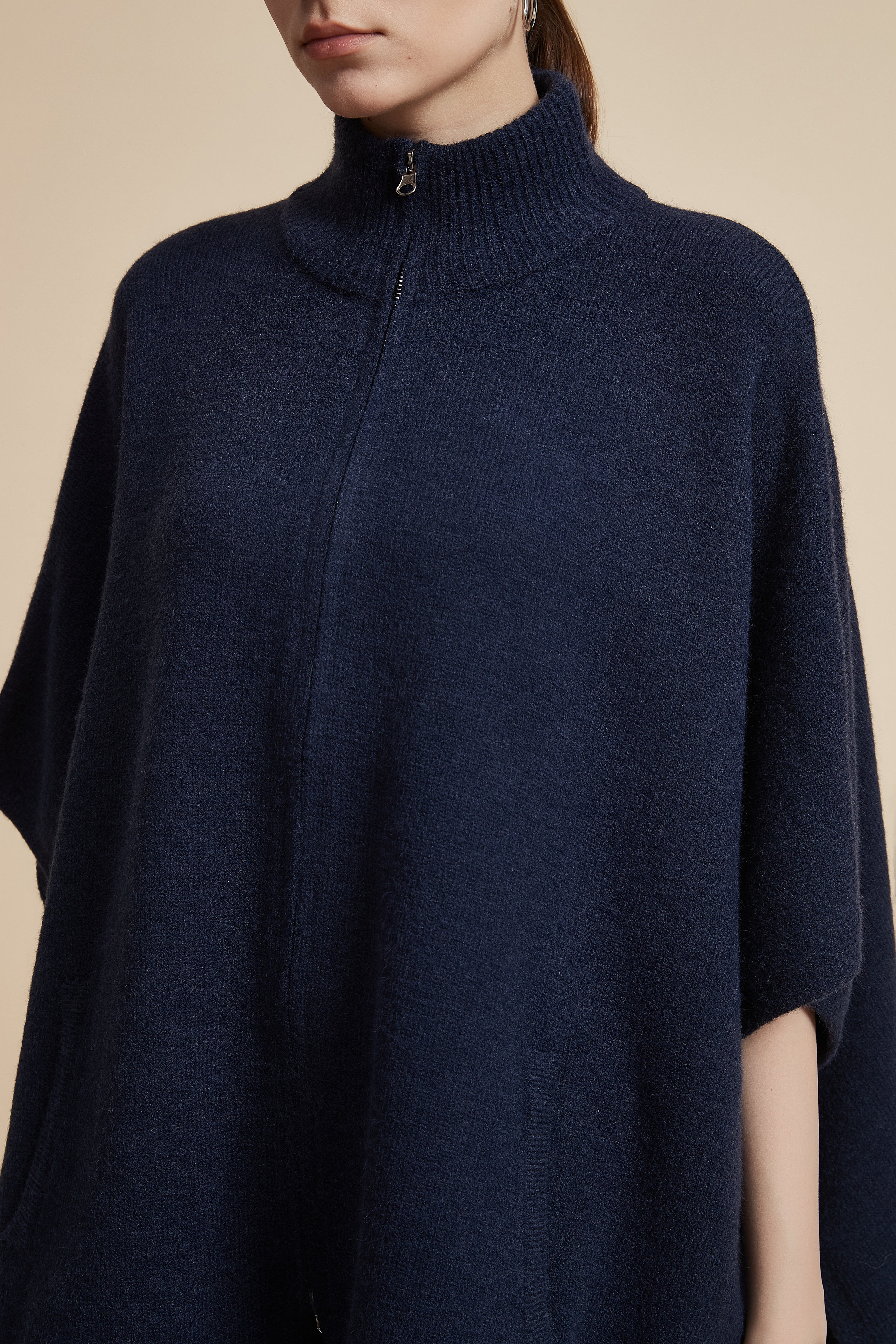 Solid 3/4 Sleeve Jacket with Front Zipper