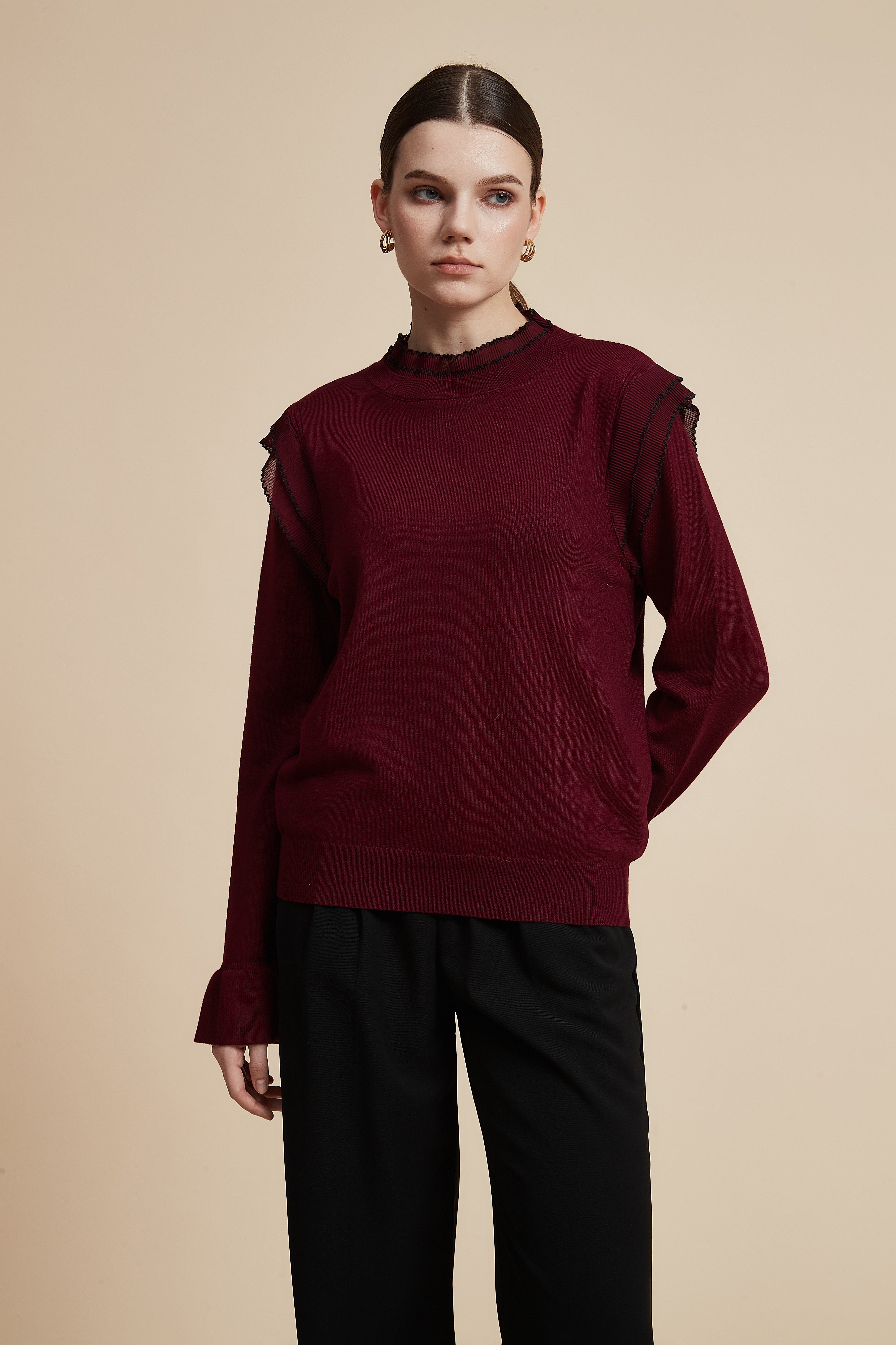 Solid Long Sleeve Cropped Sweater