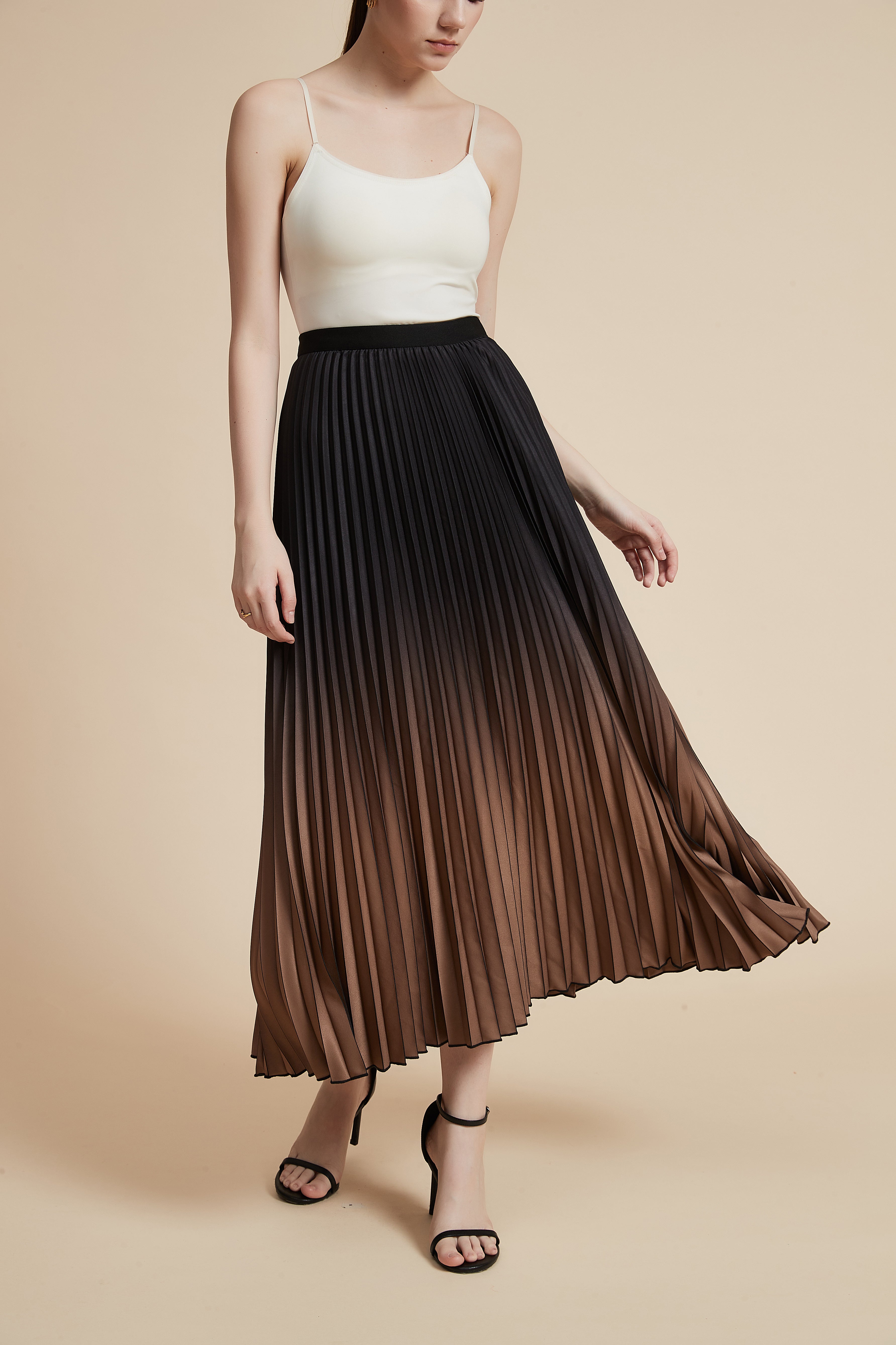 Colorful Pleated Midi Skirt