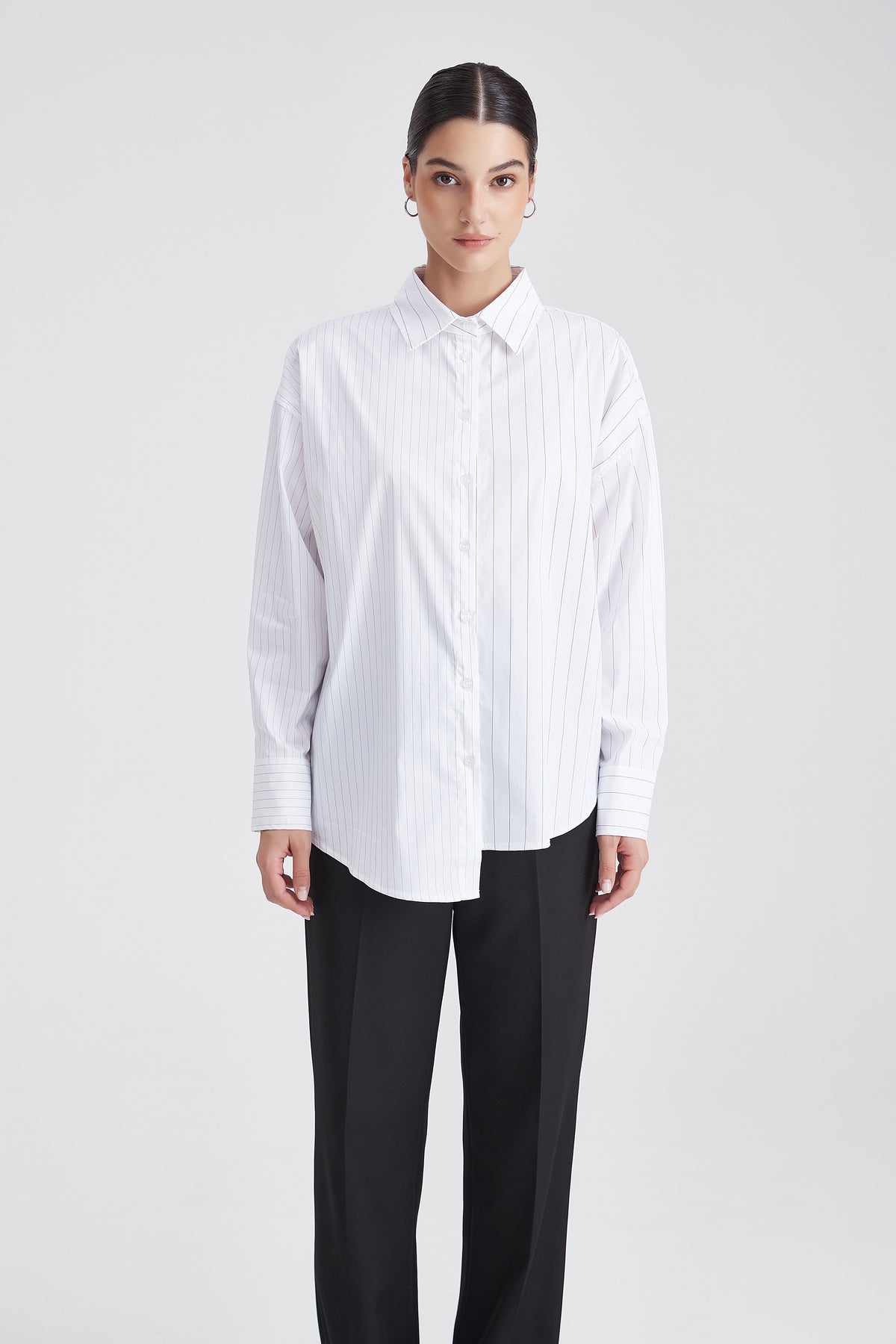 Longitudinal Striped Long-Sleeve Shirt