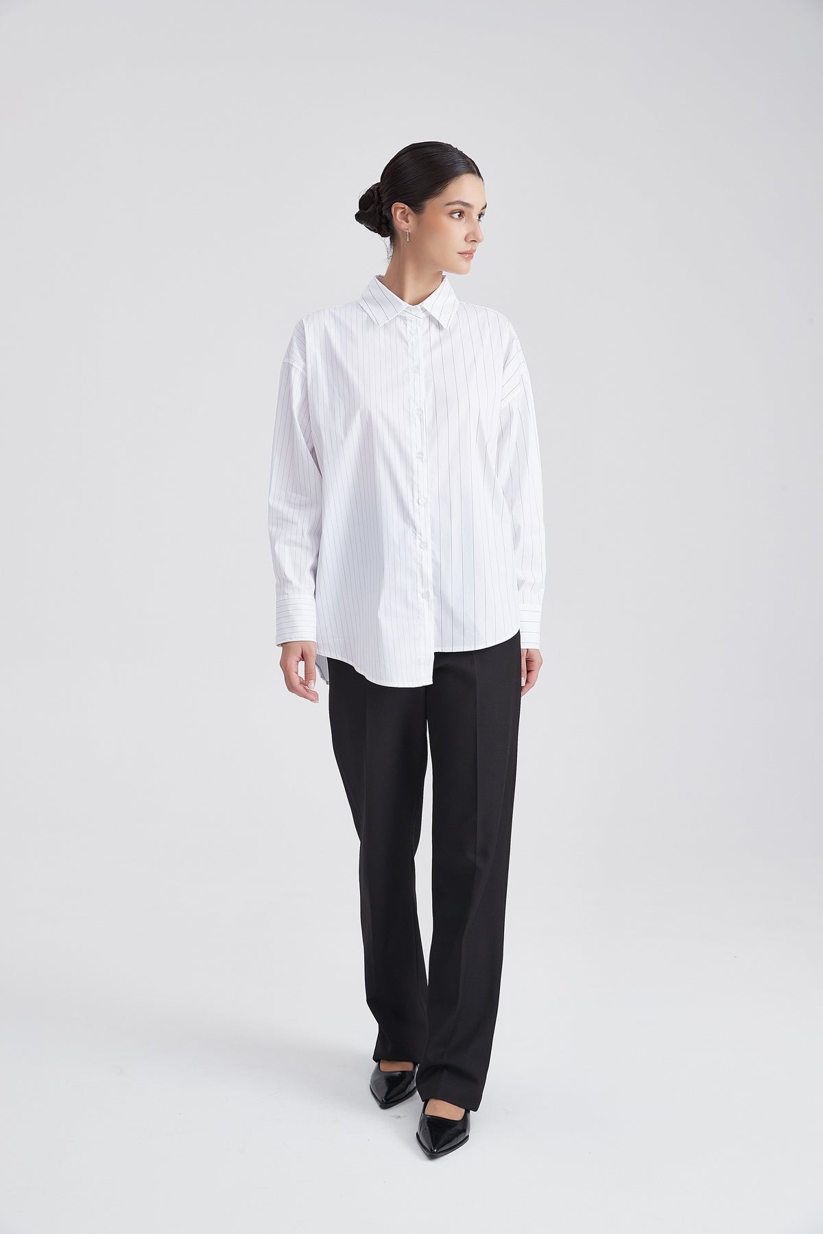 Longitudinal Striped Long-Sleeve Shirt