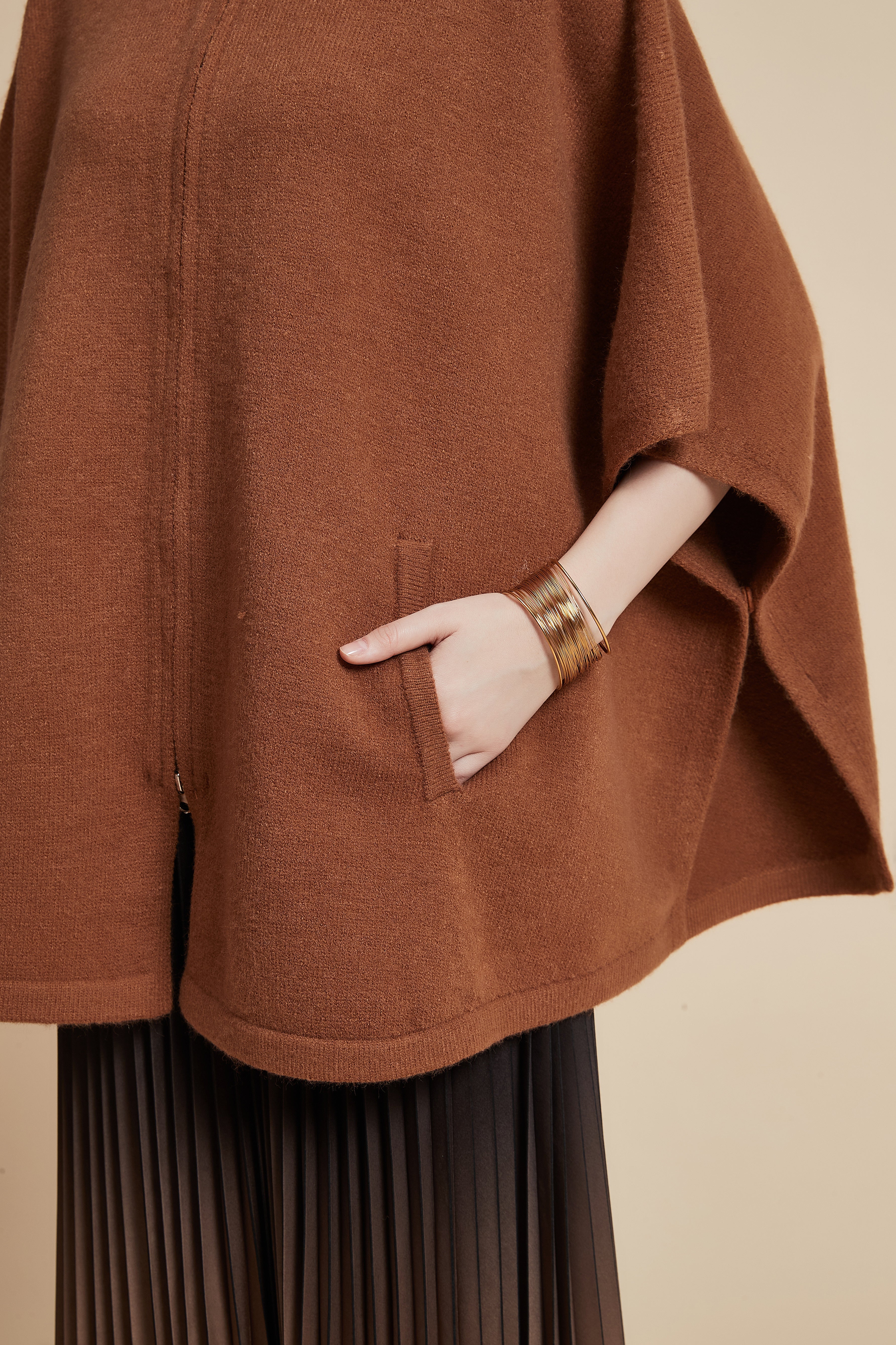 Solid 3/4 Sleeve Jacket with Front Zipper