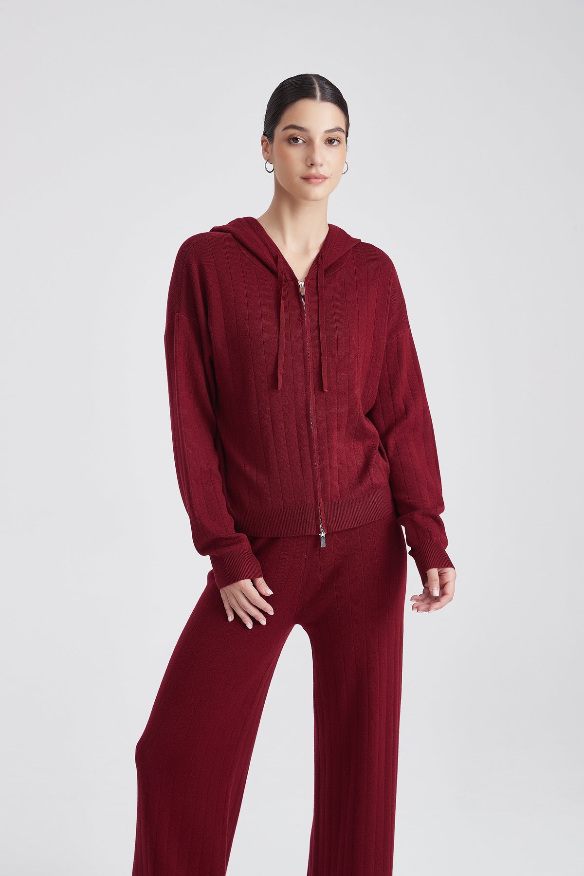 Hooded Sweatshirt with Front Zipper