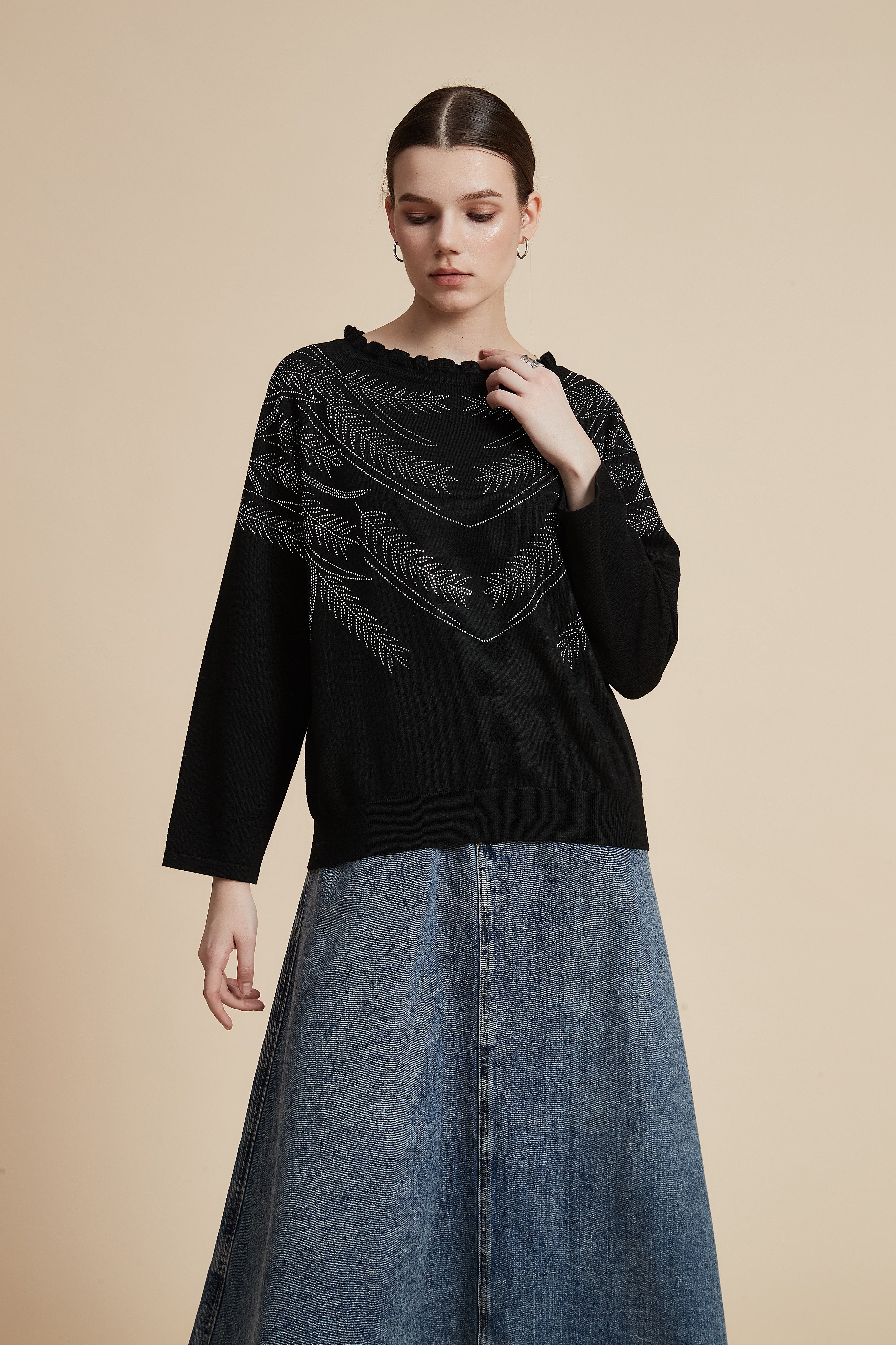 Long Sleeve Embellished Sweater