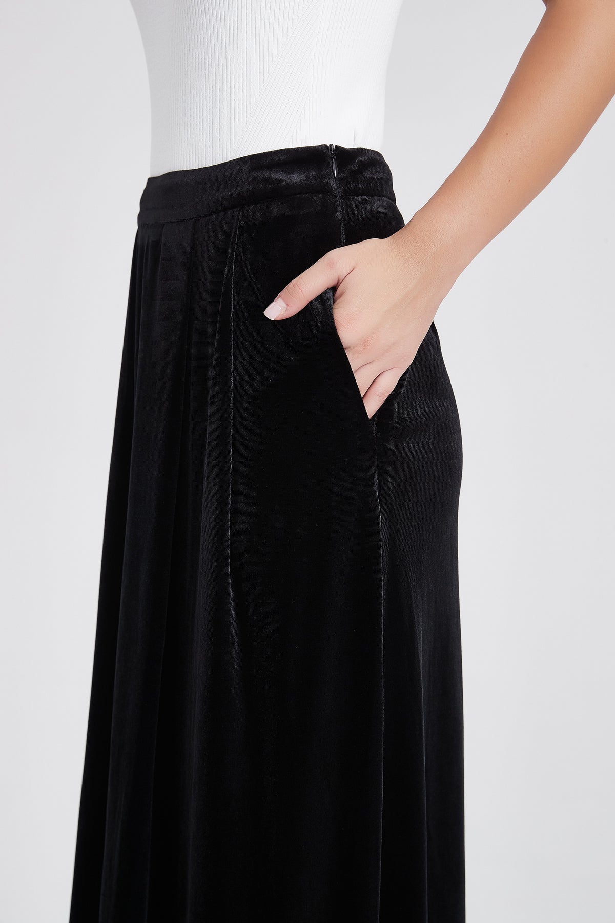Plain Ruffled Midi Skirt