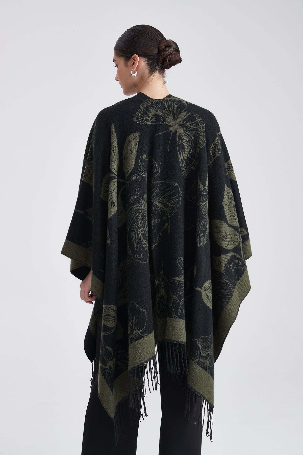 Long Floral Poncho