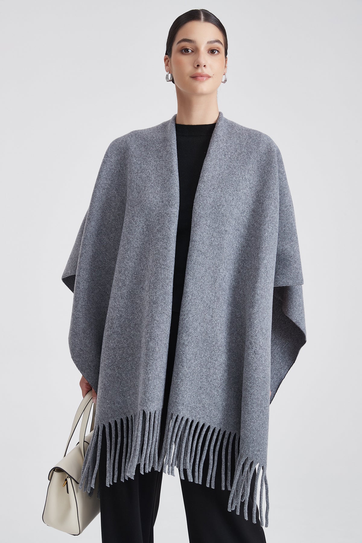 Plain Poncho with Fringes
