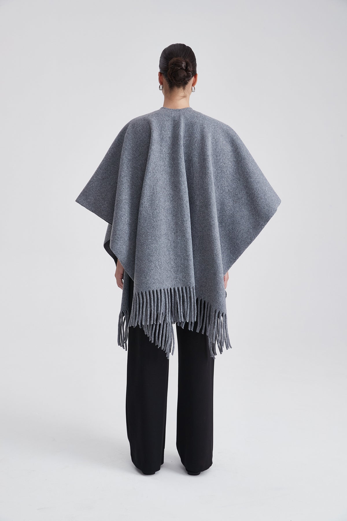 Plain Poncho with Fringes