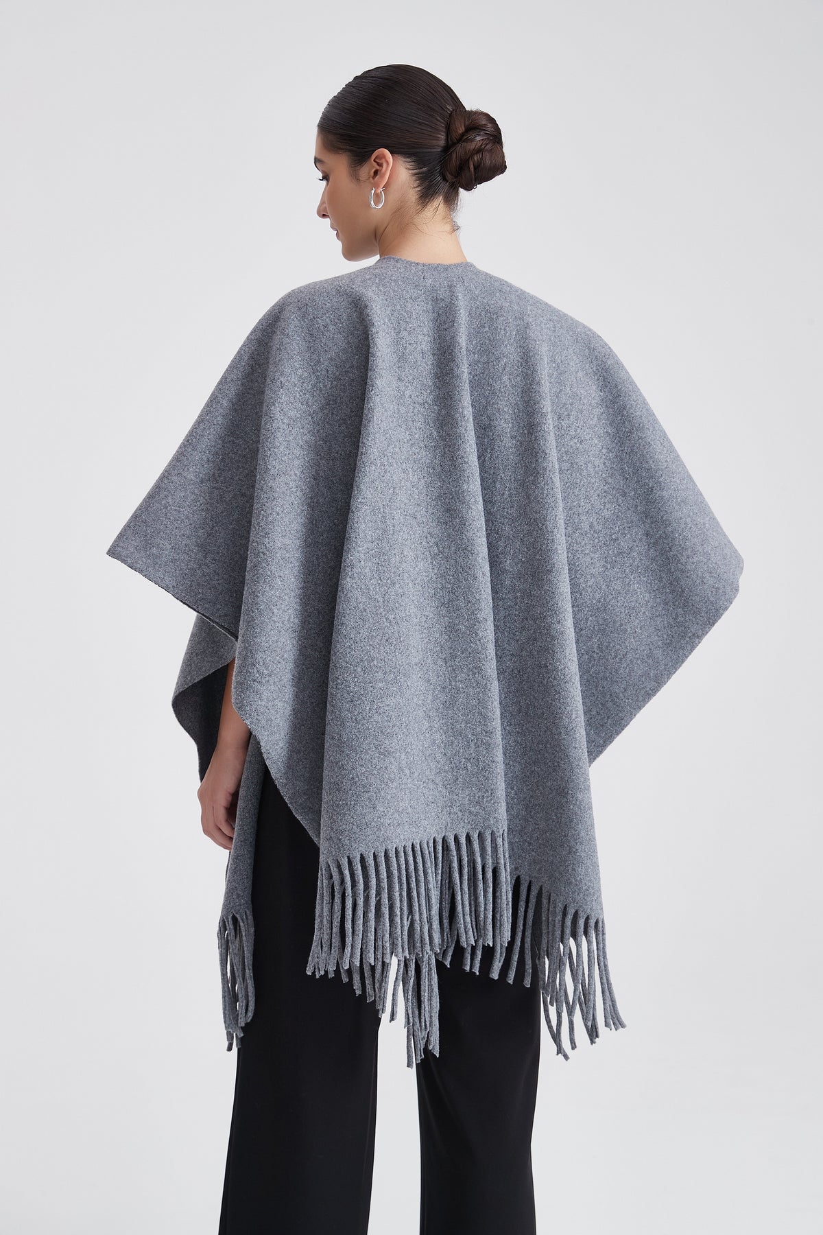 Plain Poncho with Fringes