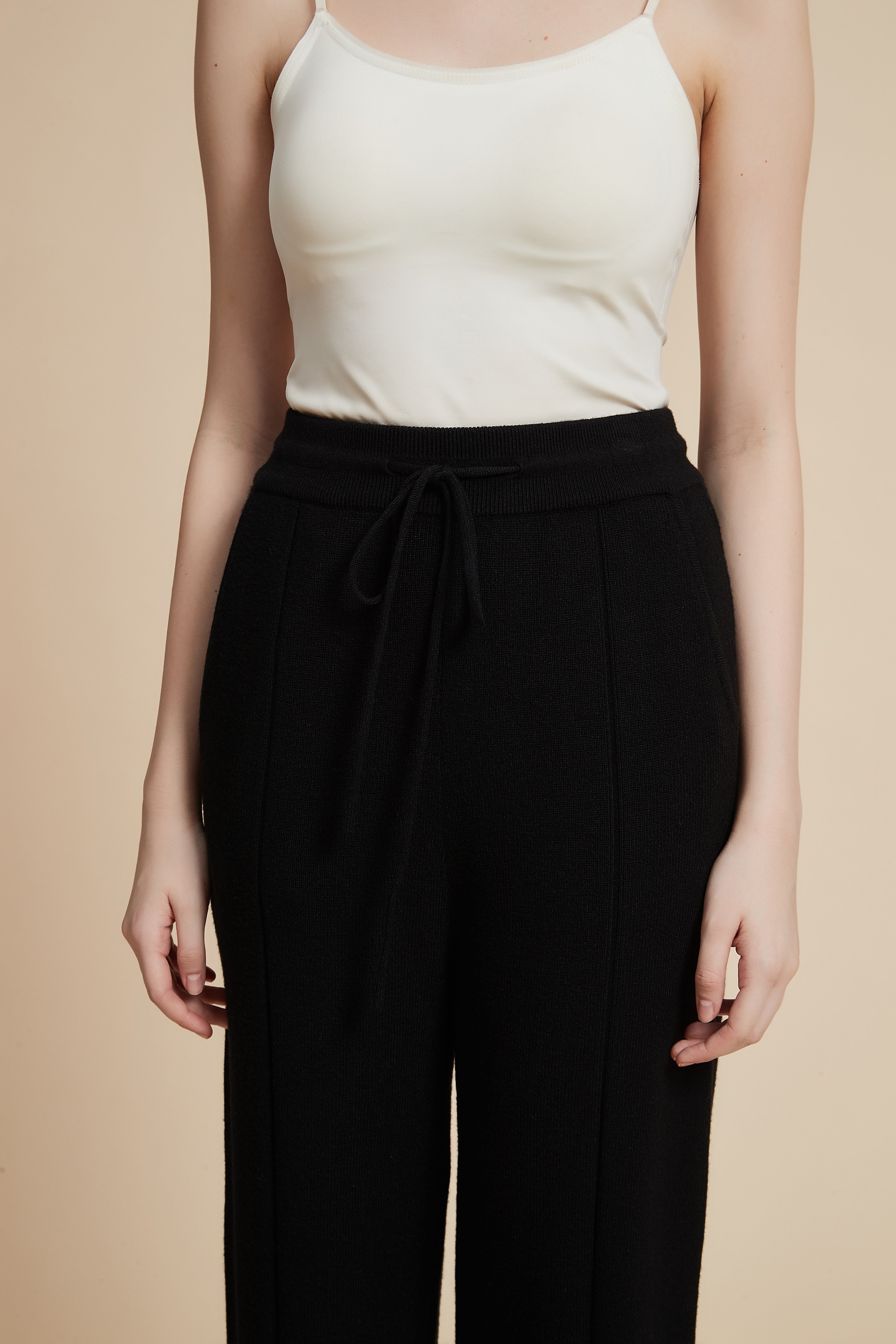 بنطلون طويل سادة برباط وجيوب