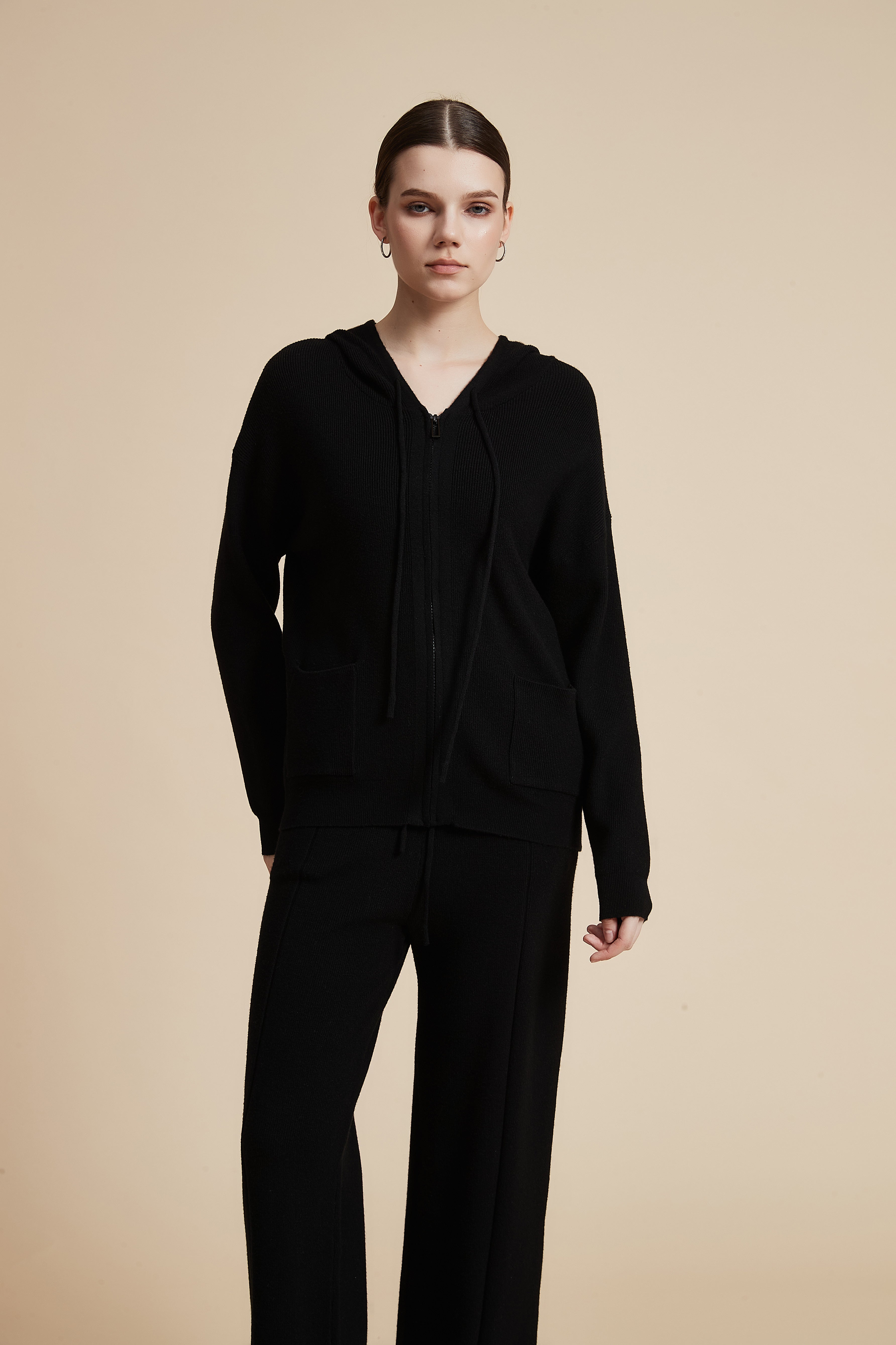 Solid Long Sleeve Zip Jacket