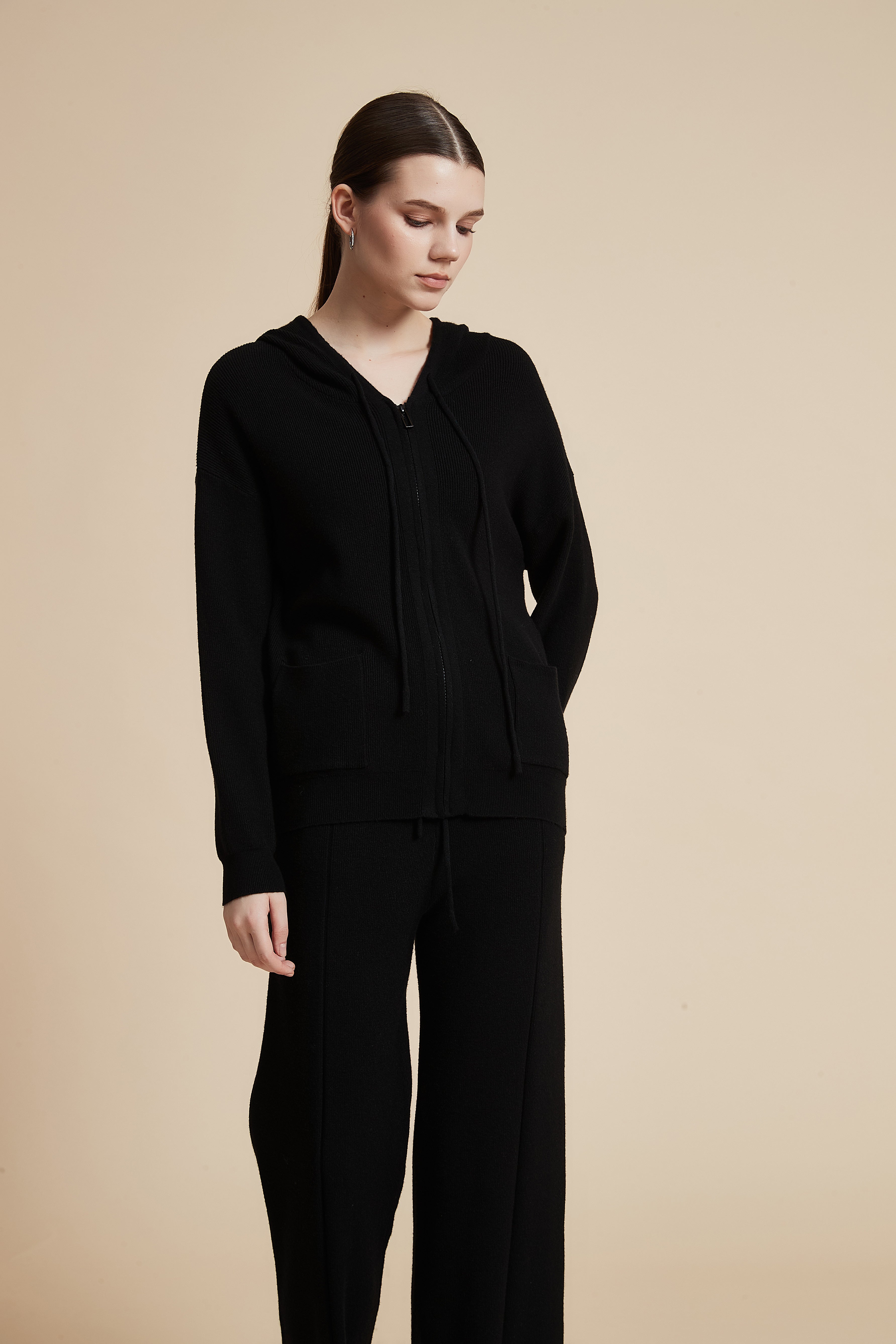 Solid Long Sleeve Zip Jacket