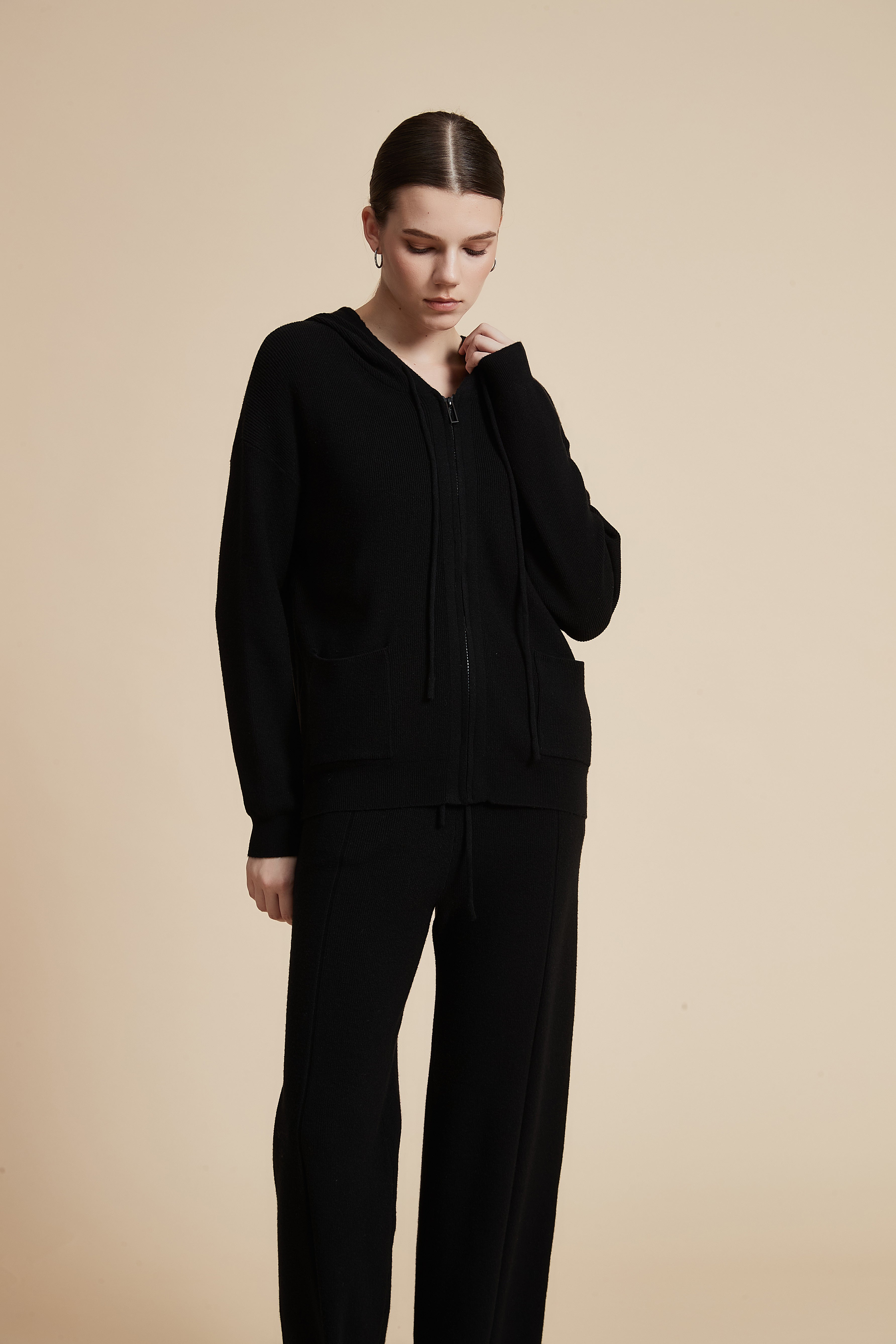 Solid Long Sleeve Zip Jacket