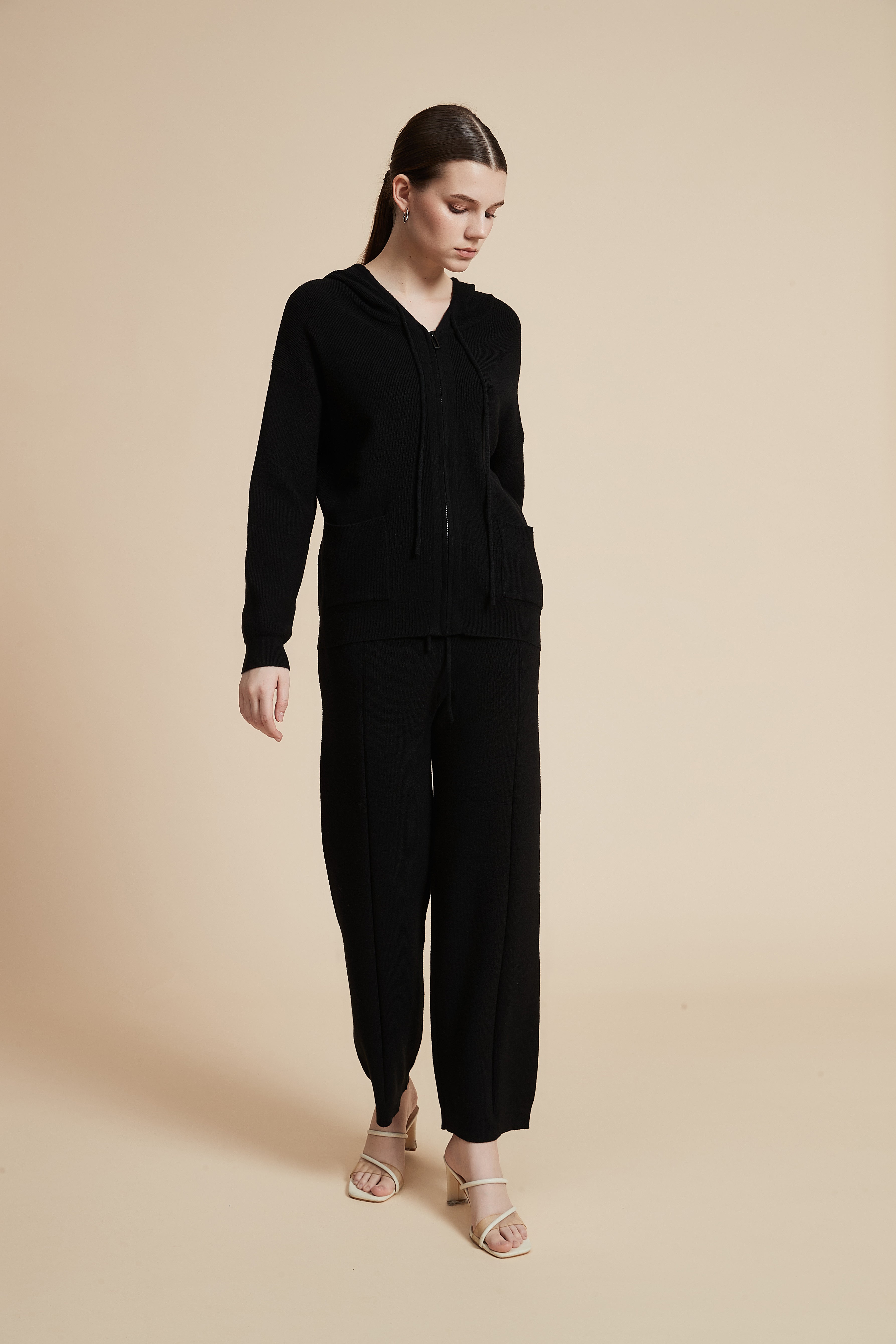 Solid Long Sleeve Zip Jacket