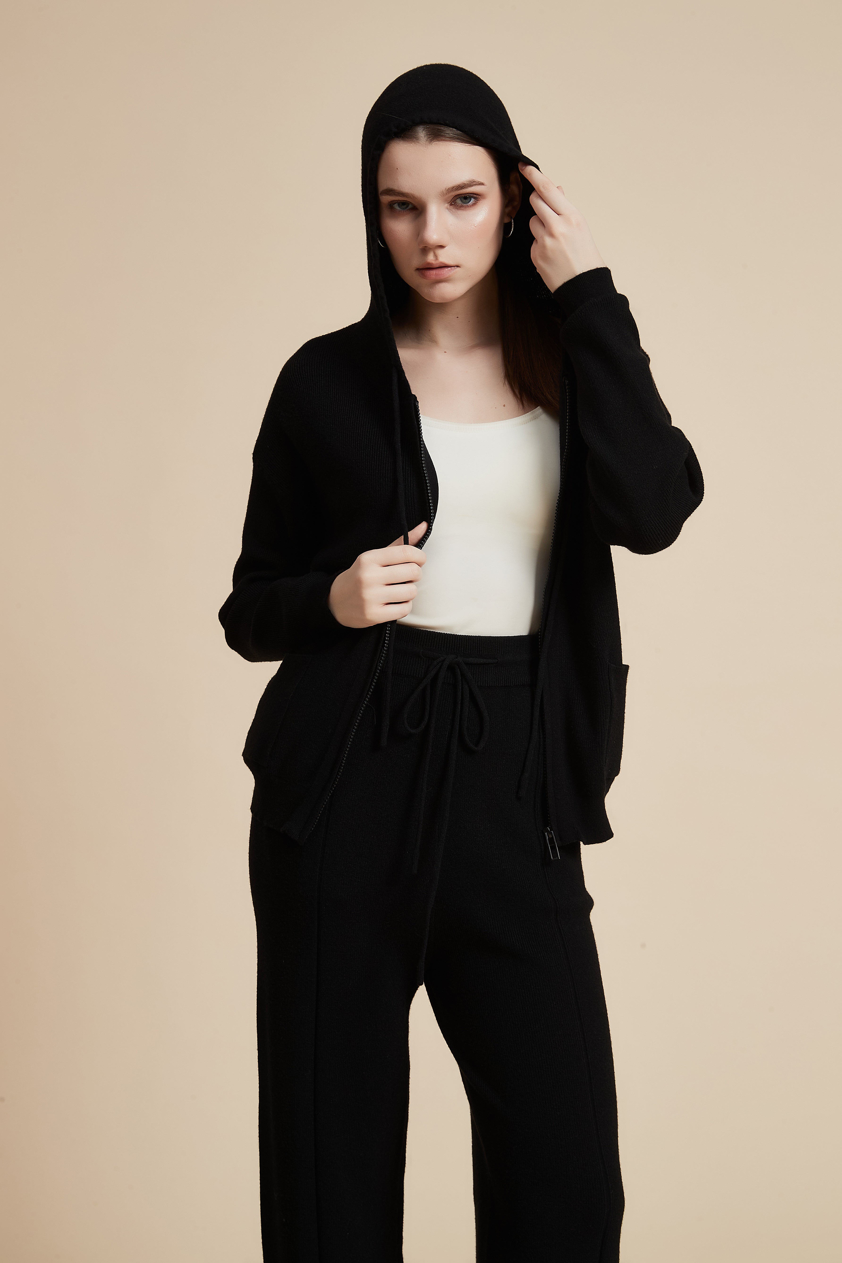 Solid Long Sleeve Zip Jacket