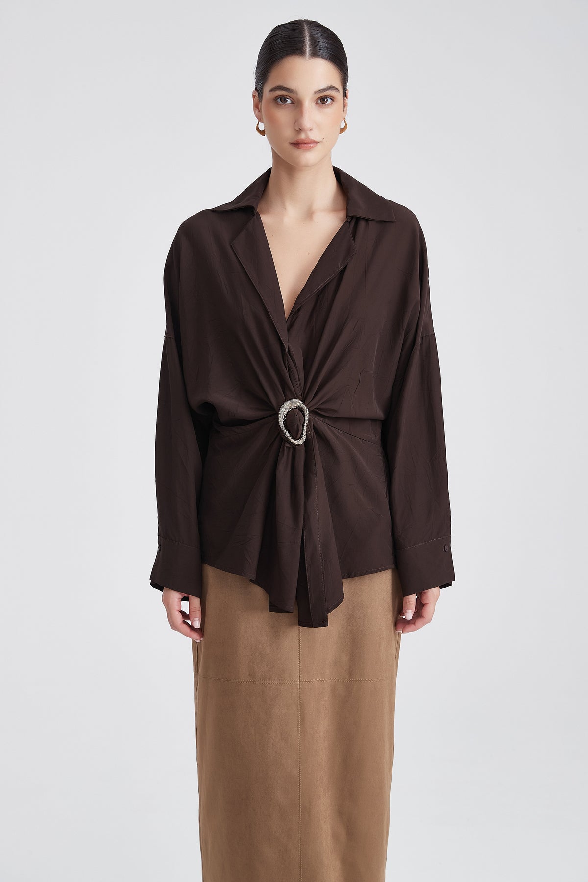 Waist-Length Long-Sleeve Blouse