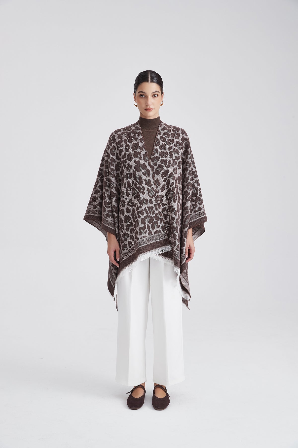 Tiger Poncho with Fringes