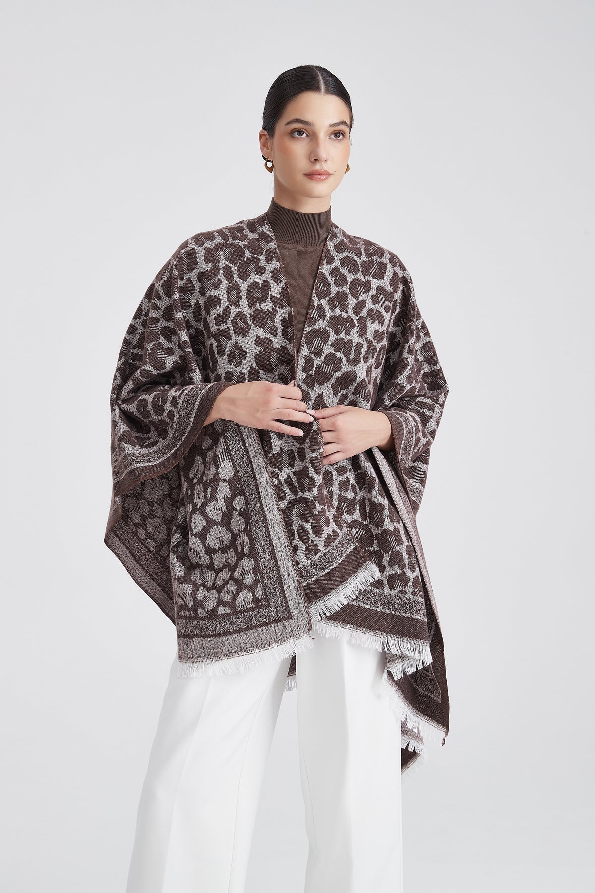 Tiger Poncho with Fringes