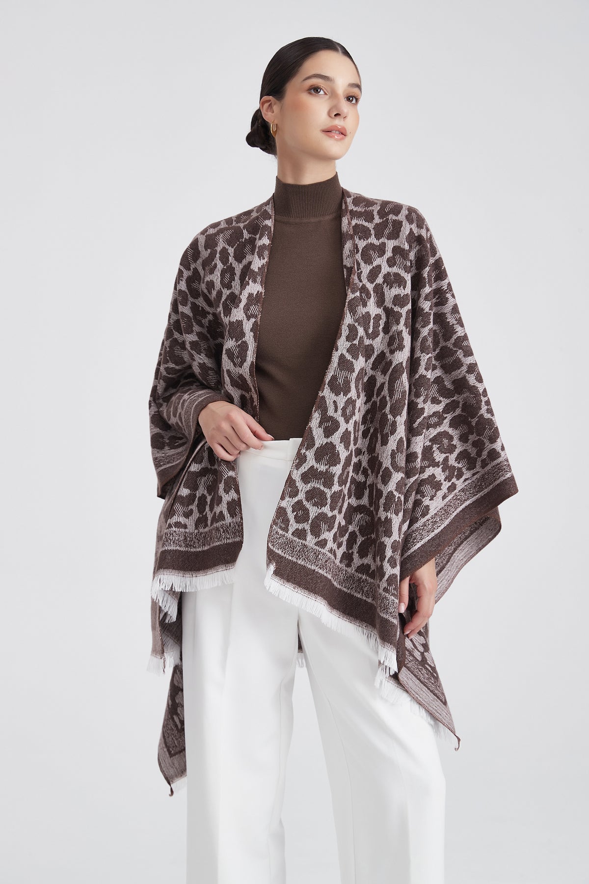 Tiger Poncho with Fringes
