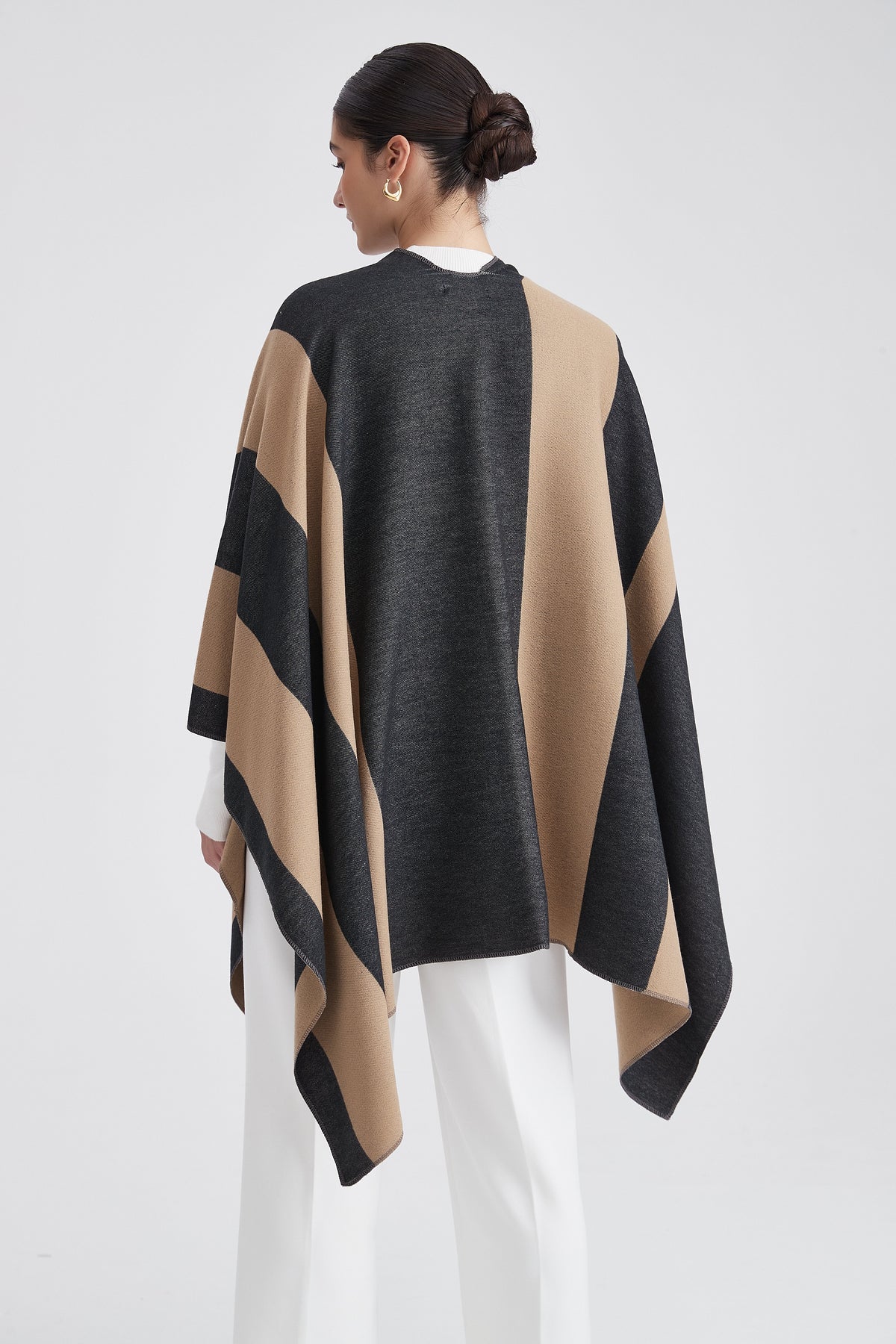 Poncho with Bold Stripes