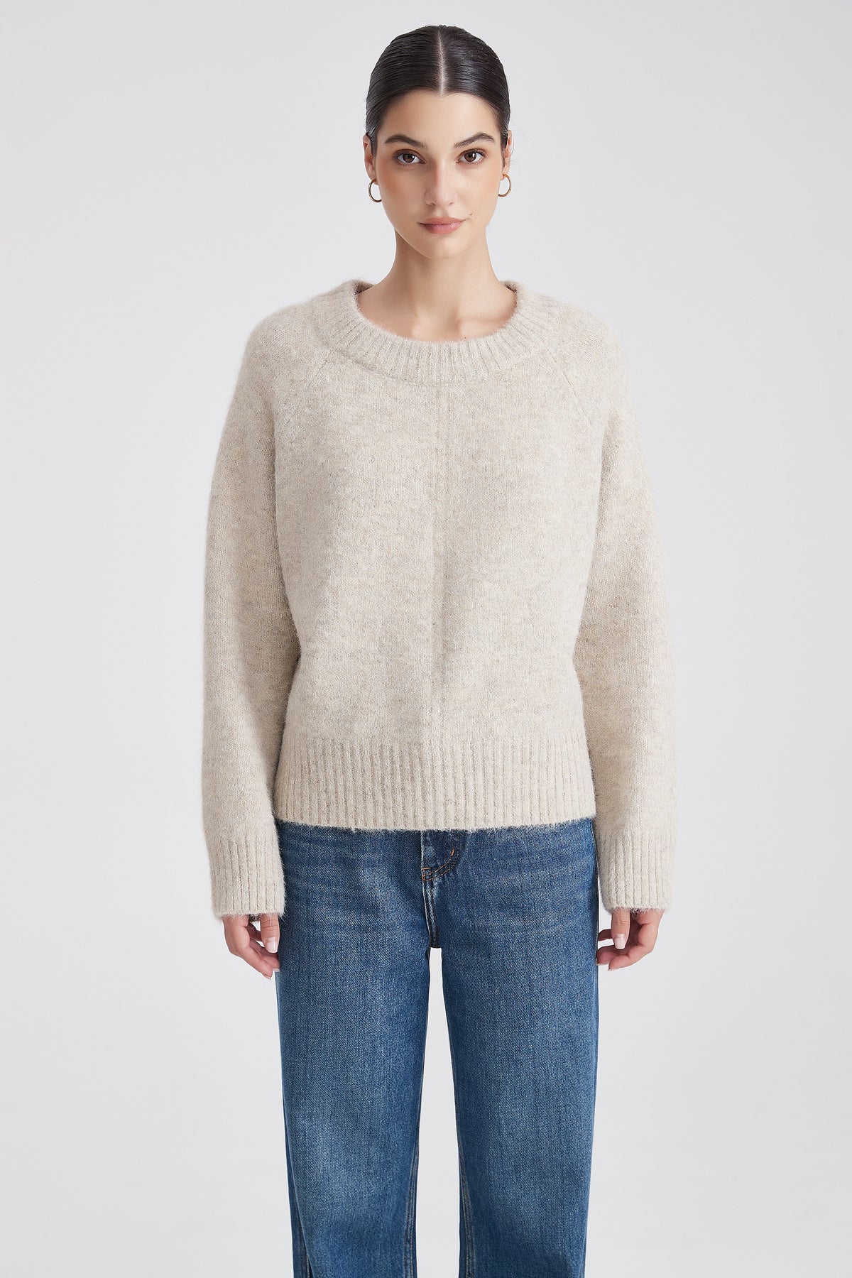 Winter Long-Sleeve Top with Round Neck
