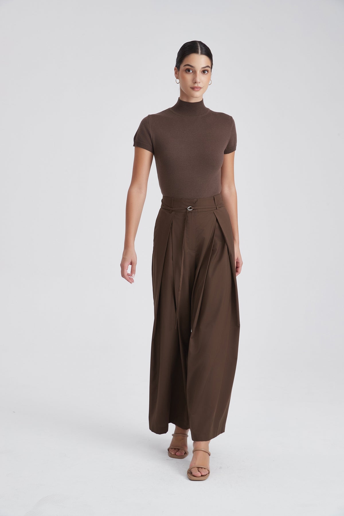 Plain Pleated Long Trousers