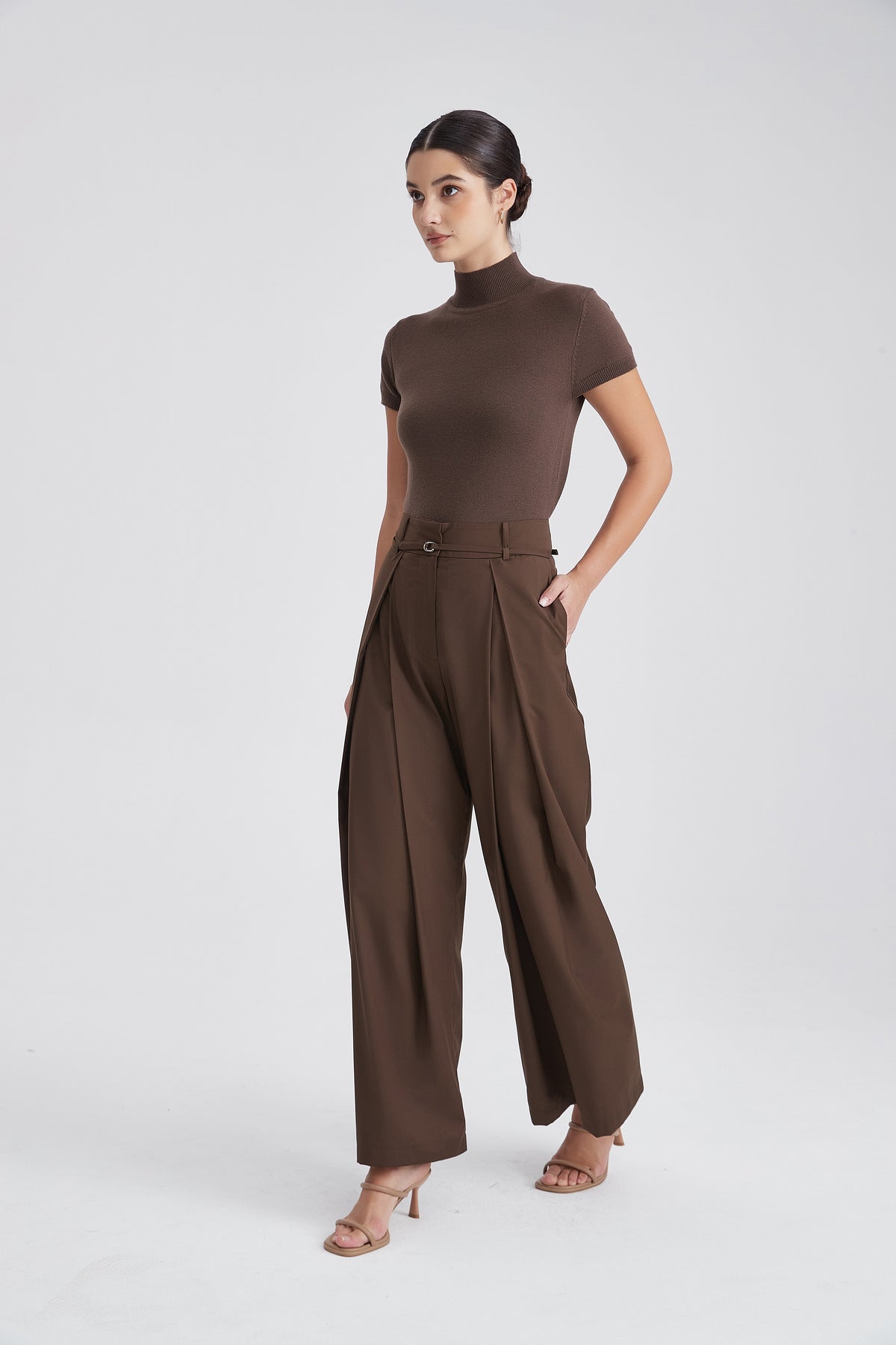 Plain Pleated Long Trousers