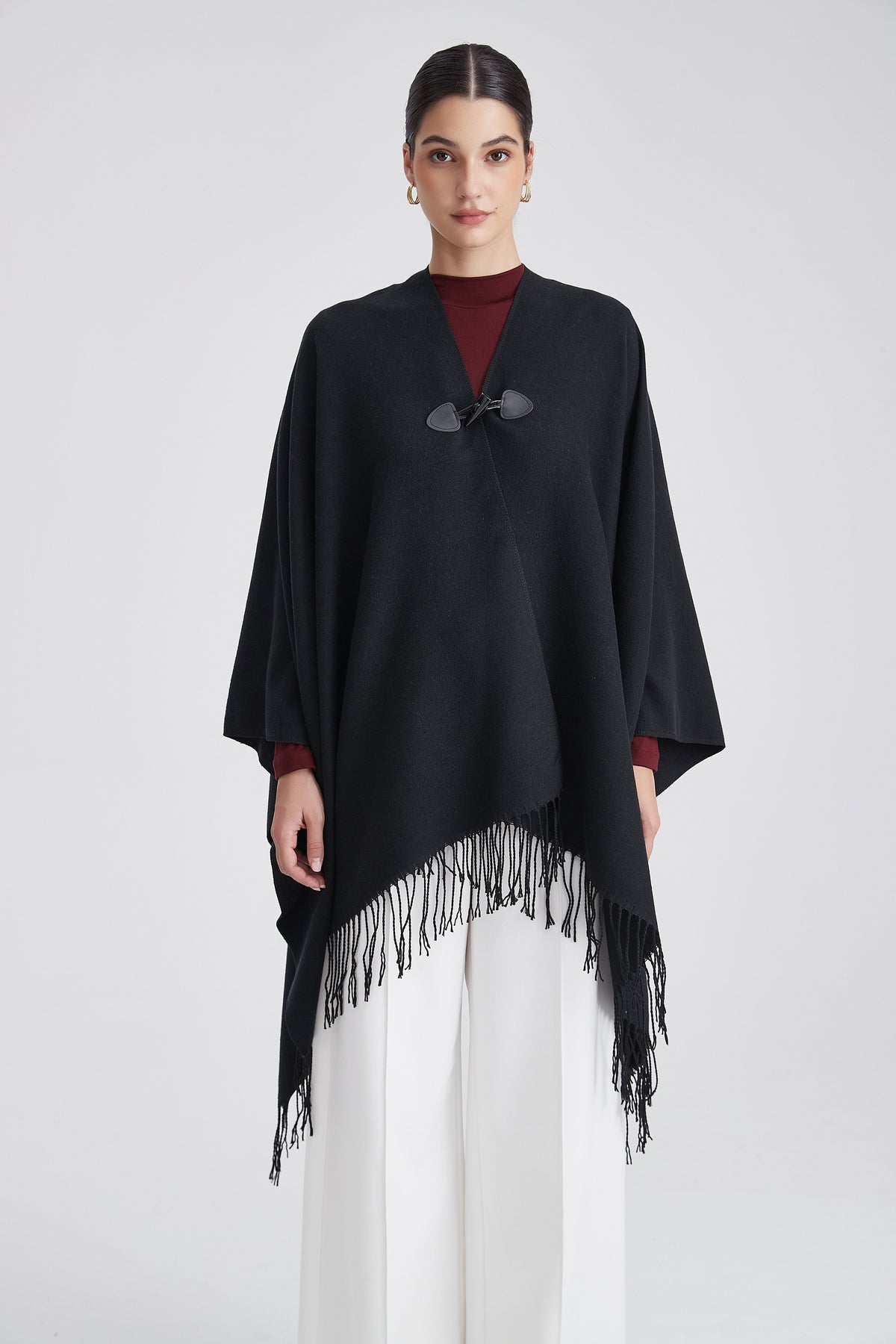 Plain Poncho with Fringes