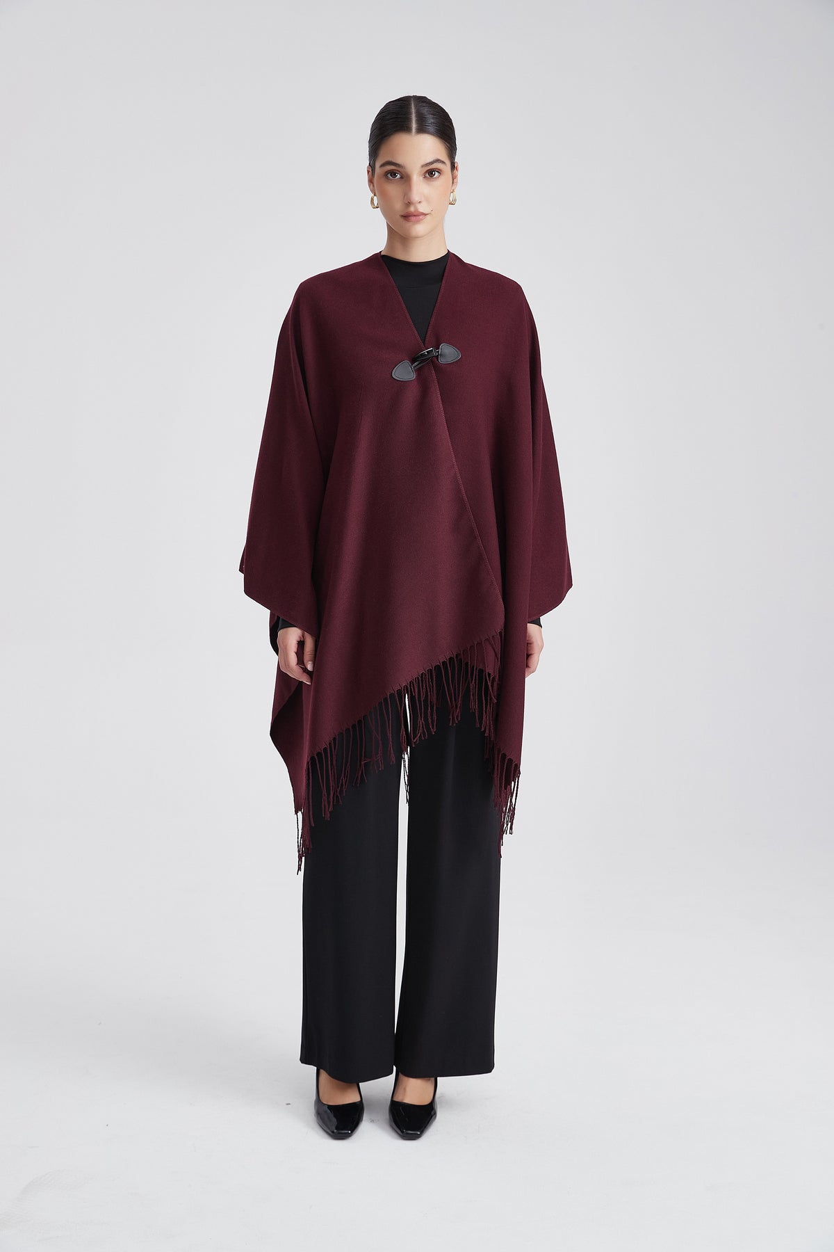Long Poncho with Fringes