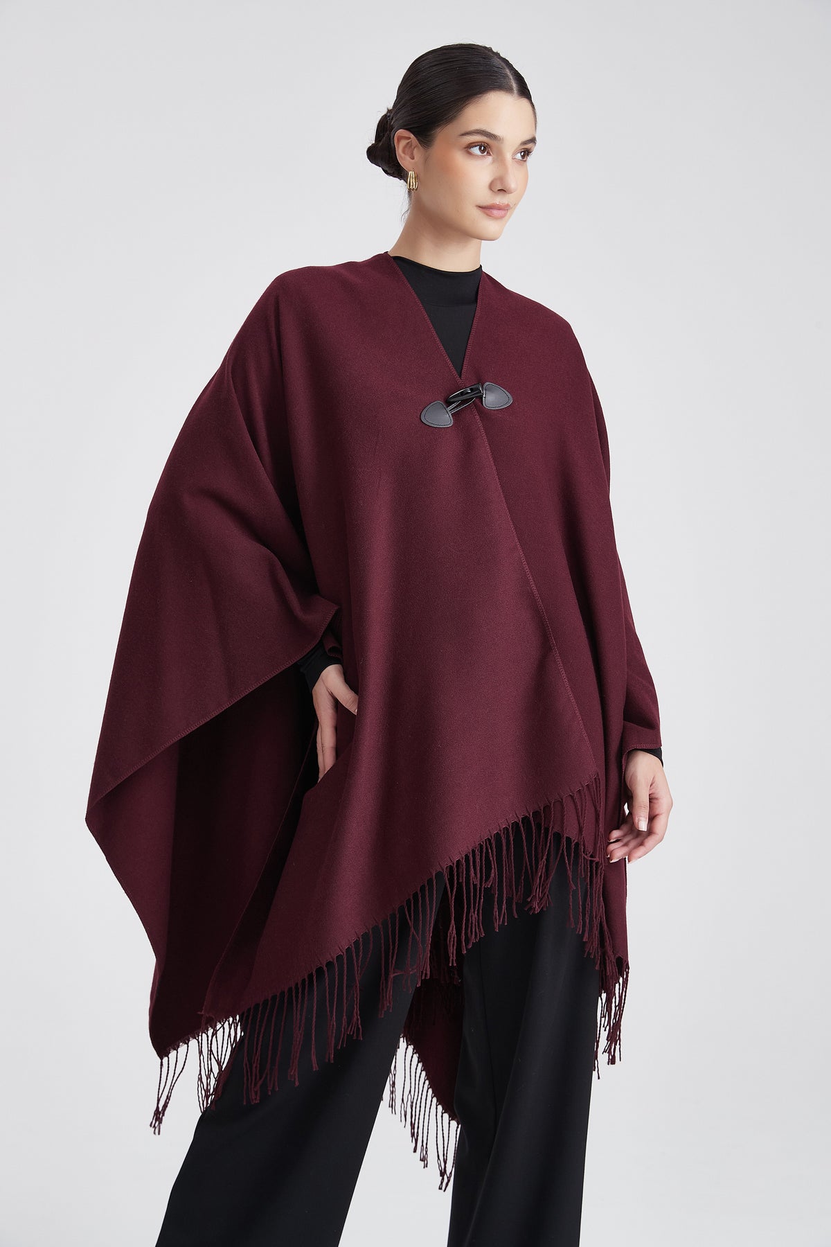 Long Poncho with Fringes