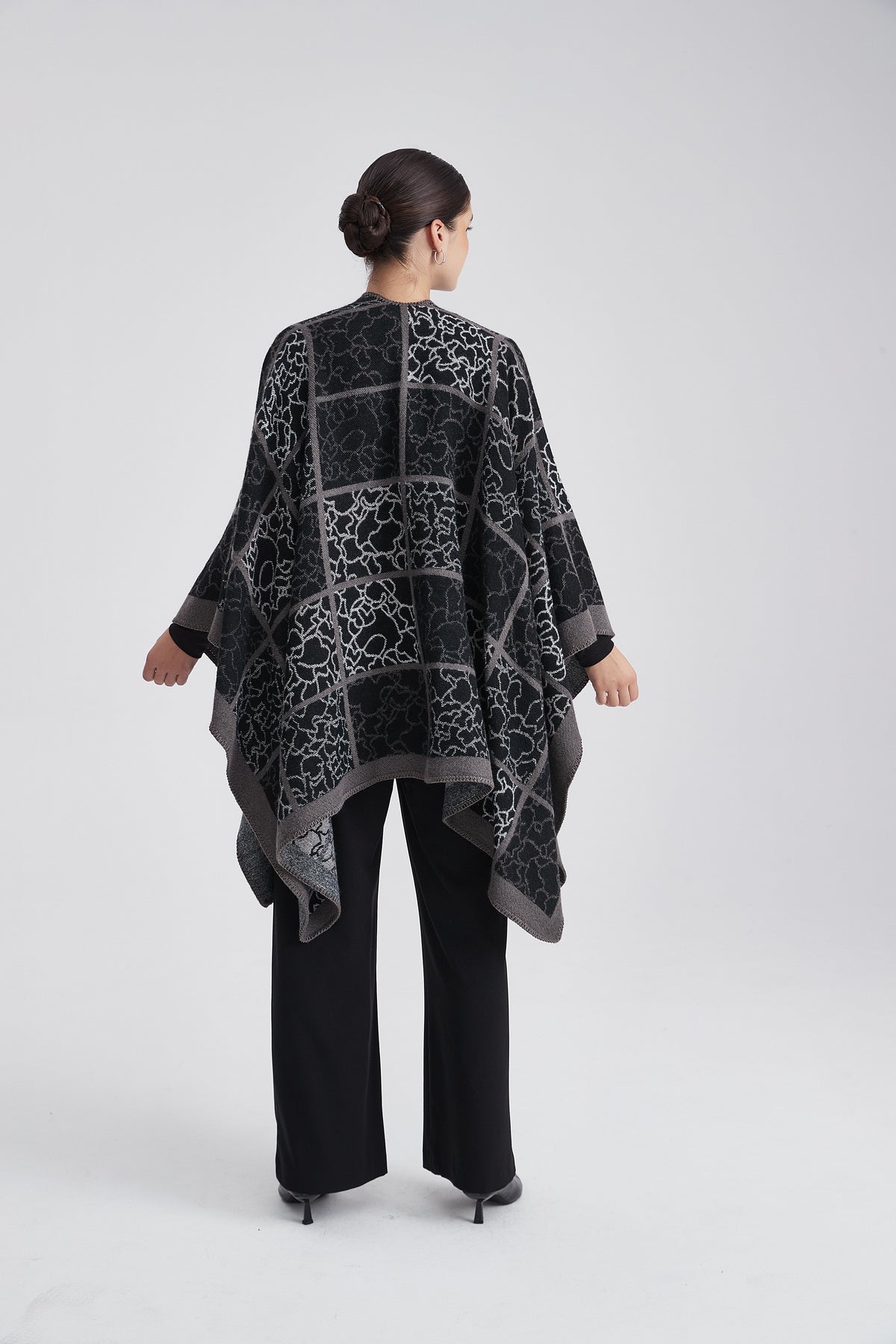 Poncho with Large Checks