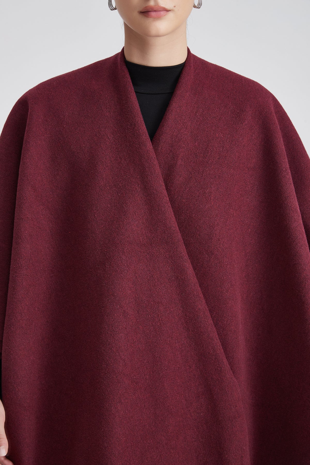 Wool Poncho with Fringe