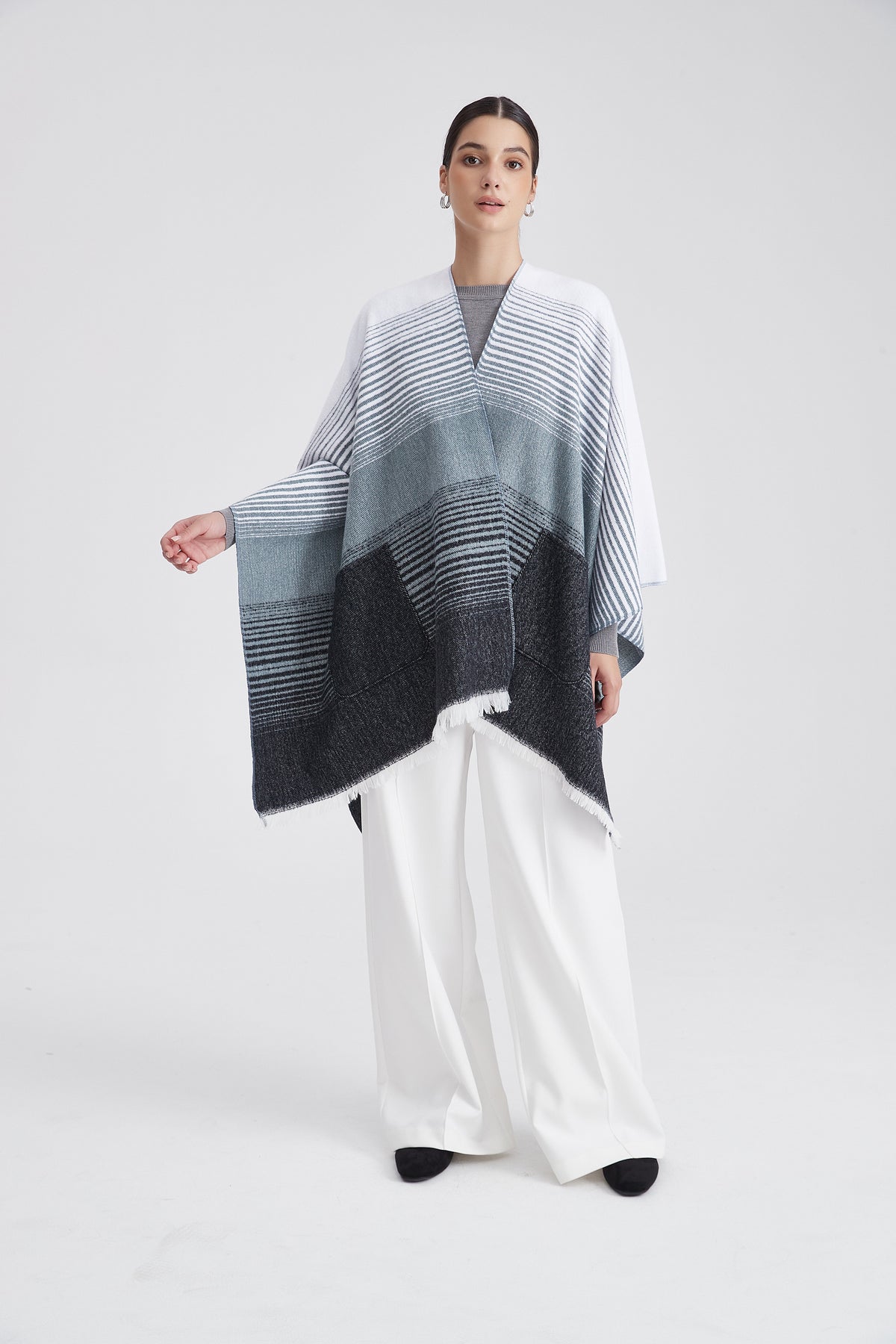 Long Patterned Poncho