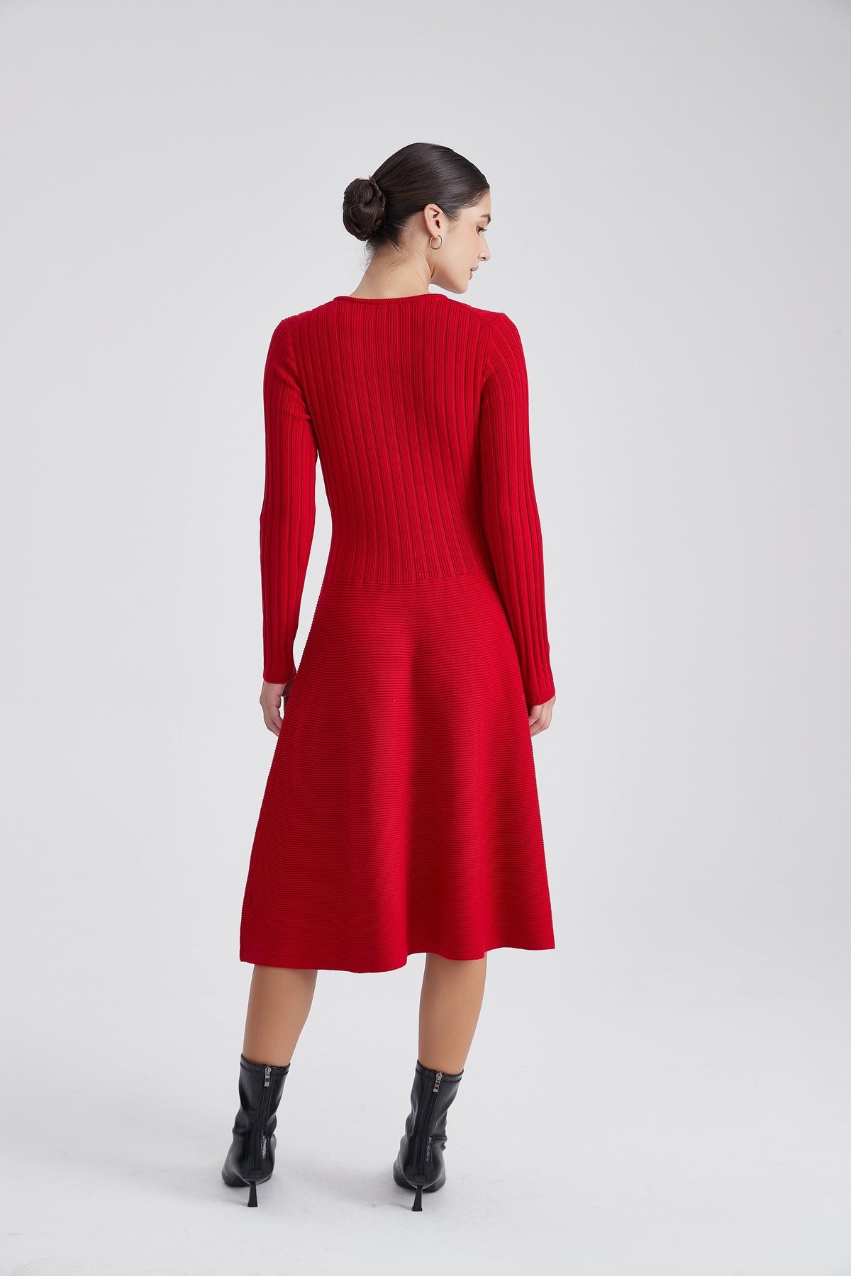 Long-Sleeve Mini Dress with Front Buttons