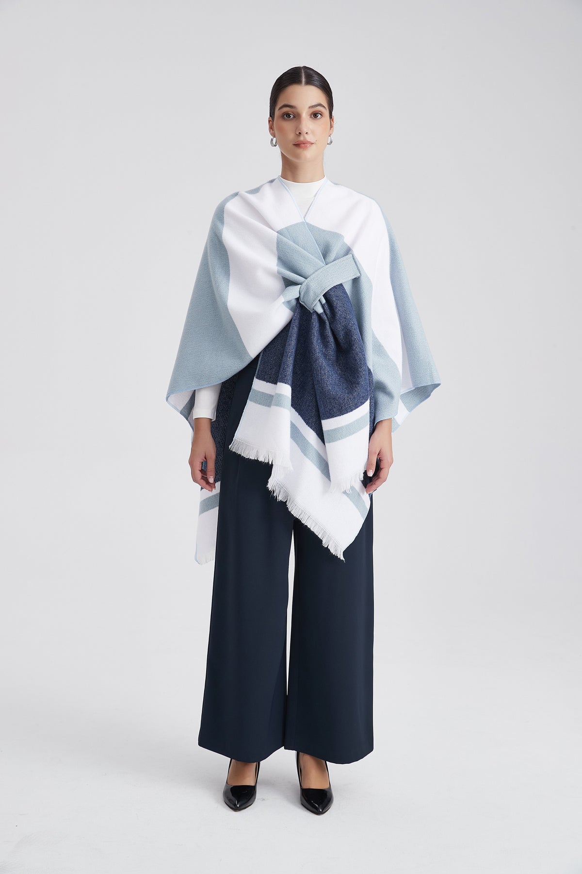 Long Striped Poncho