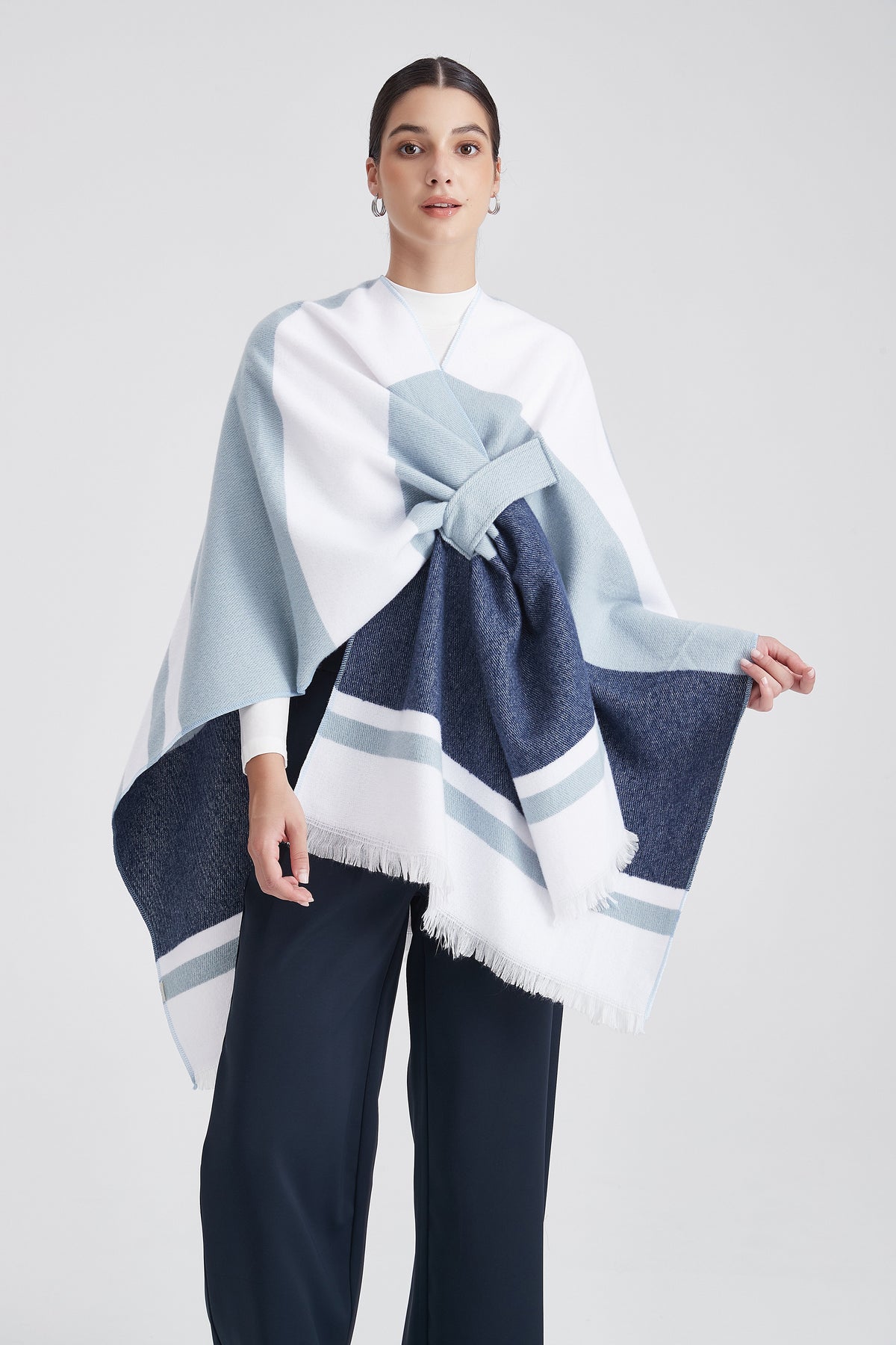 Long Striped Poncho