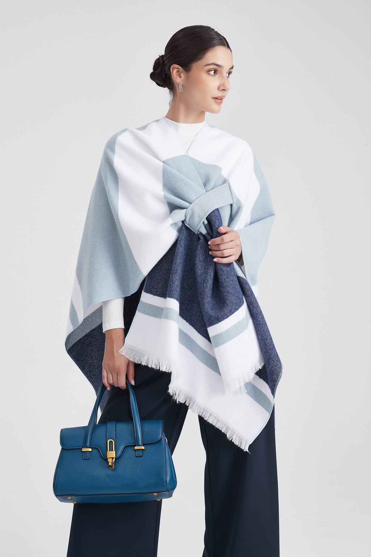 Long Striped Poncho
