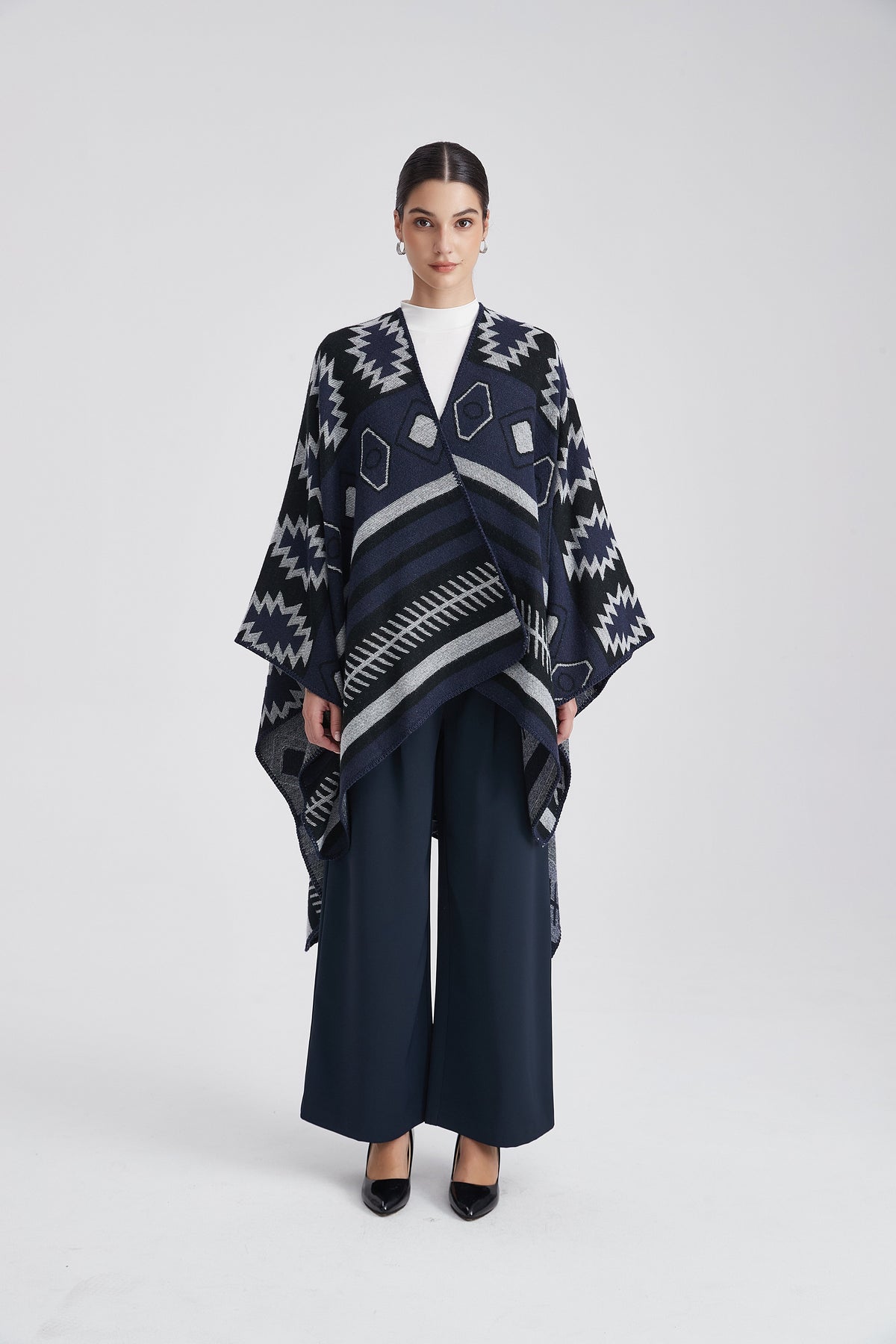Long Patterned Poncho