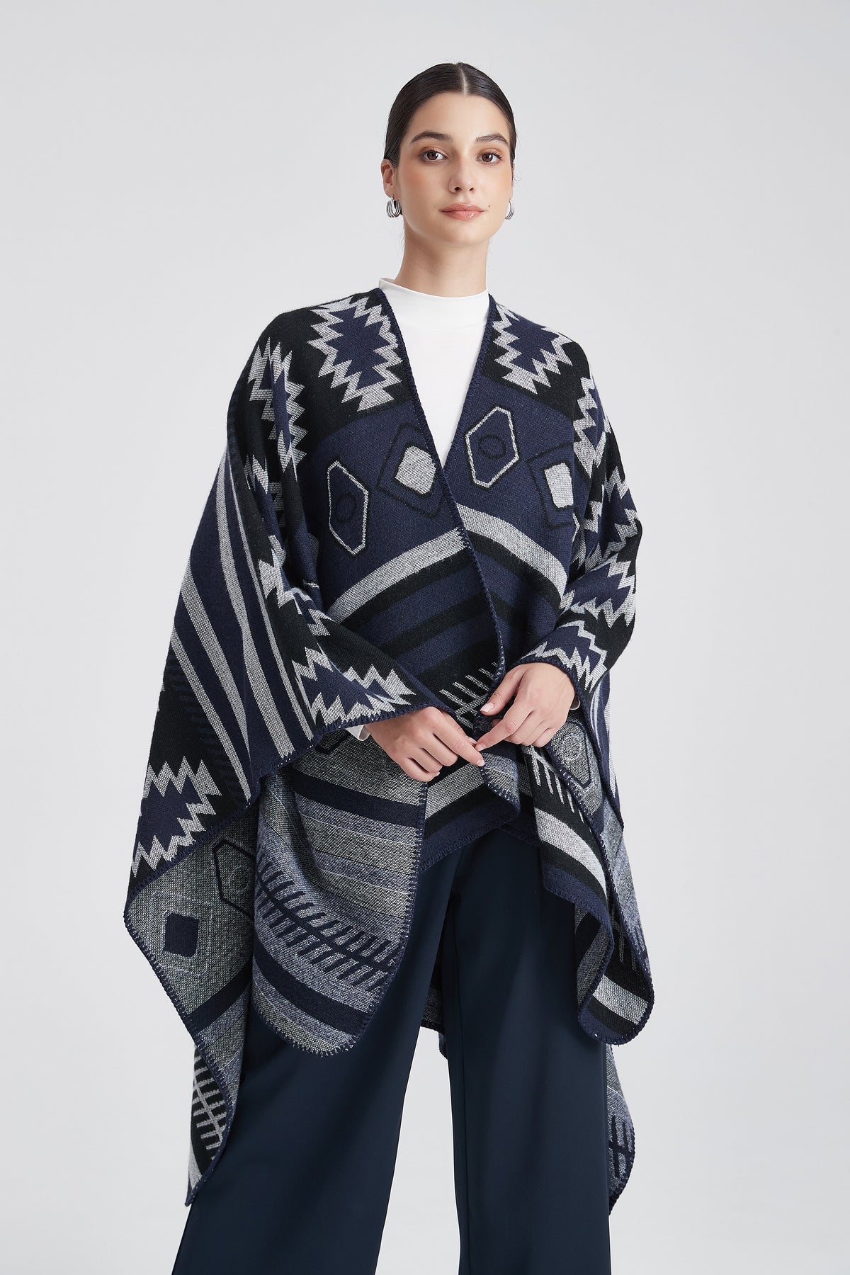 Long Patterned Poncho