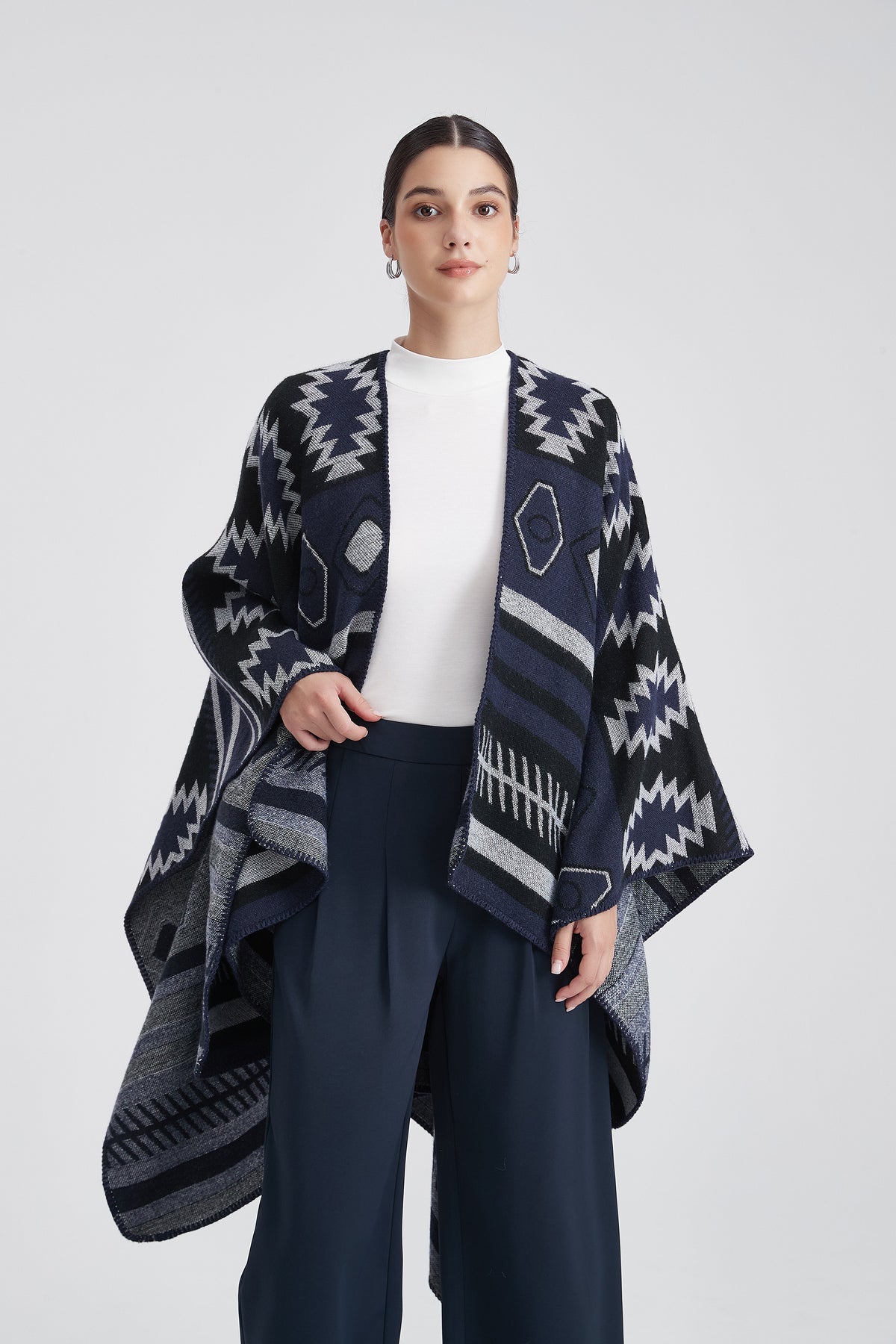Long Patterned Poncho