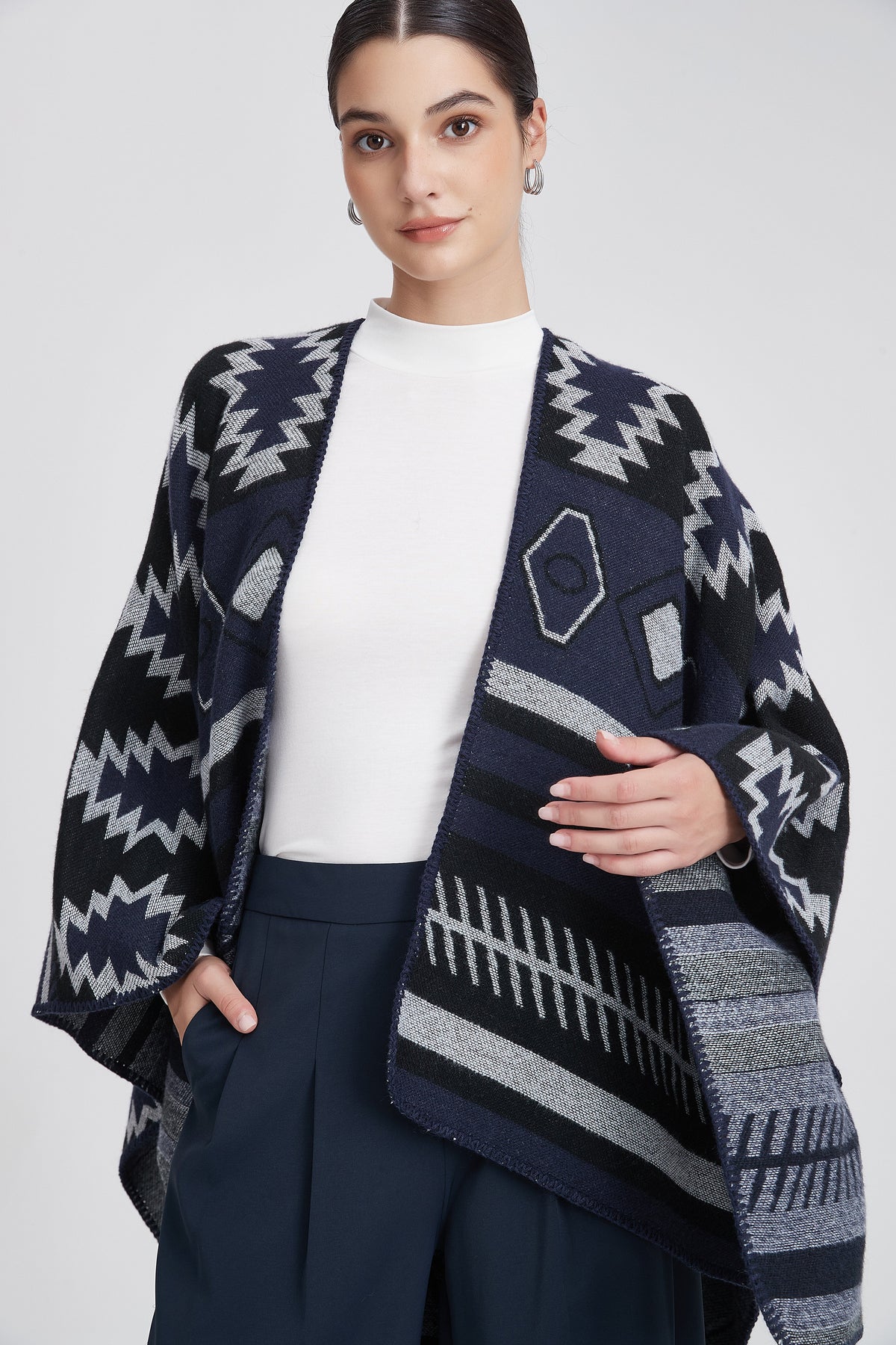Long Patterned Poncho