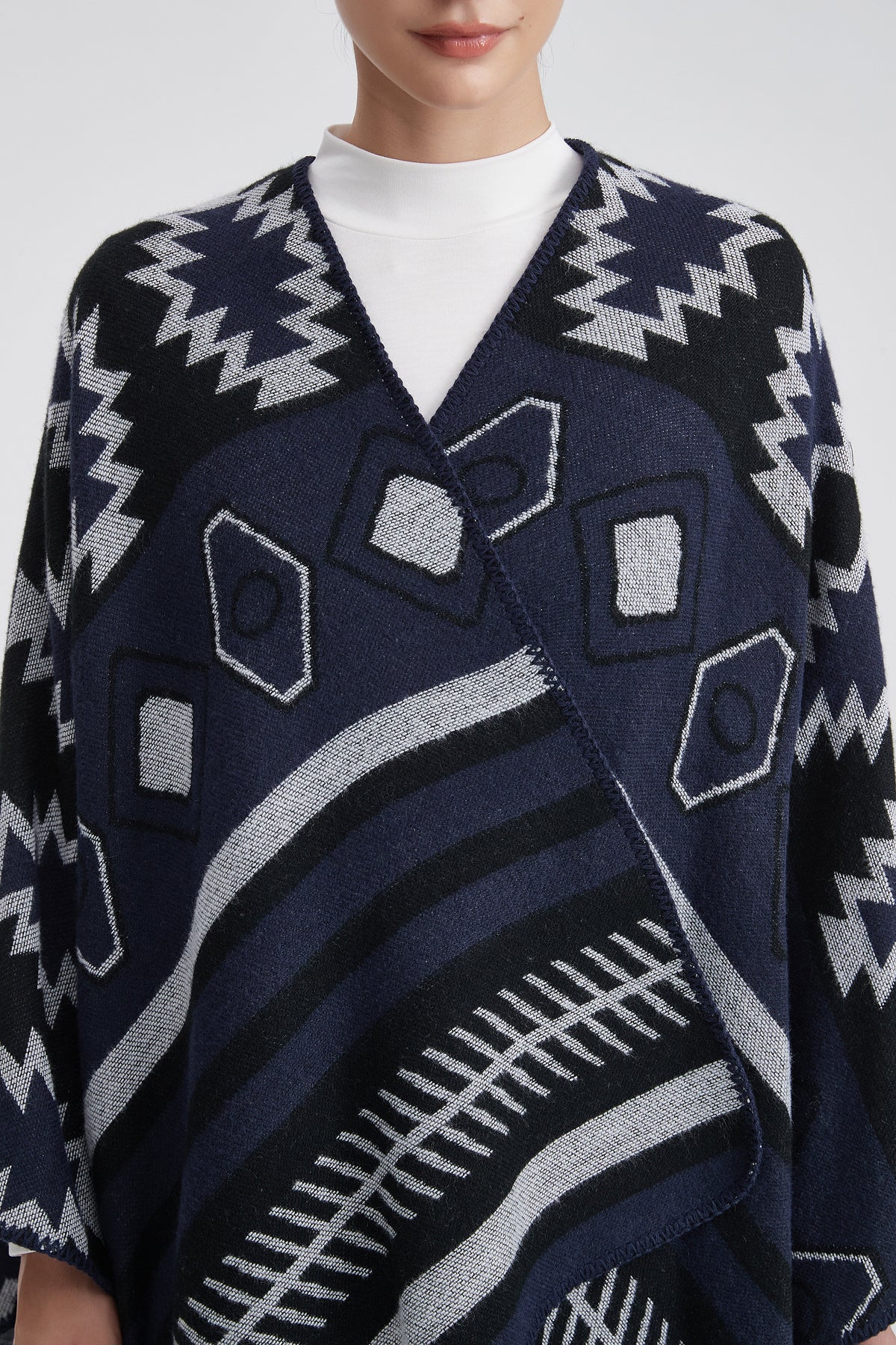 Long Patterned Poncho
