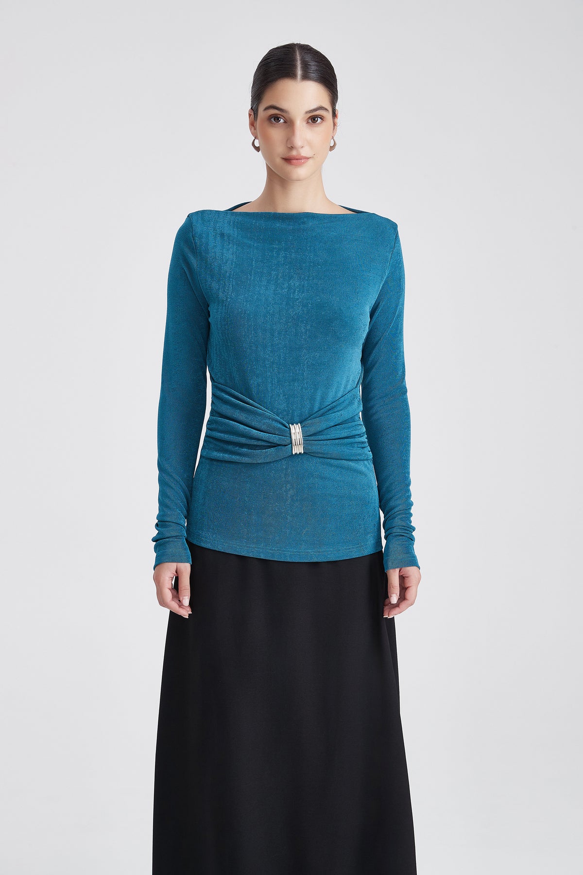 Long-Sleeve Boat-Neck Top