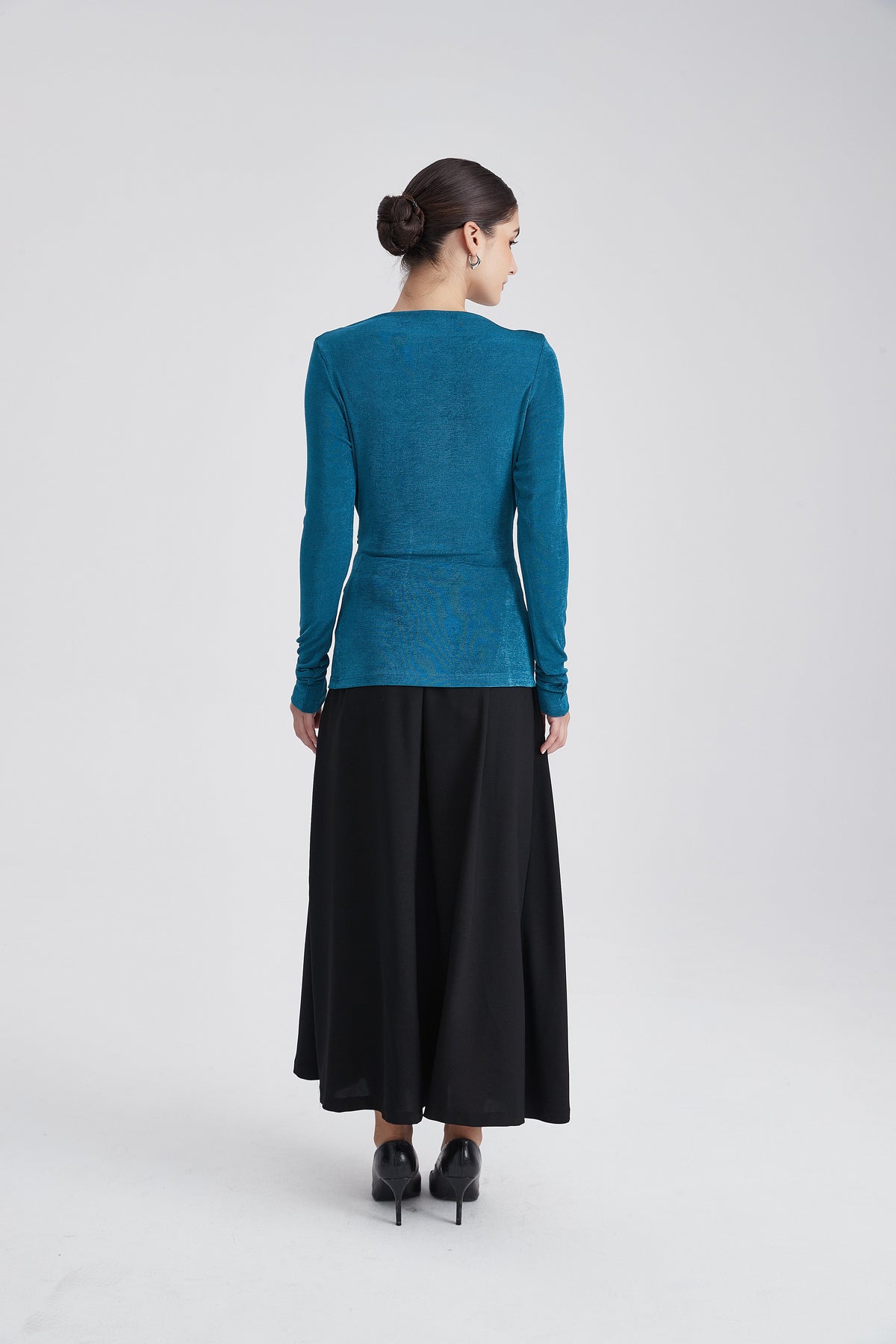 Long-Sleeve Boat-Neck Top