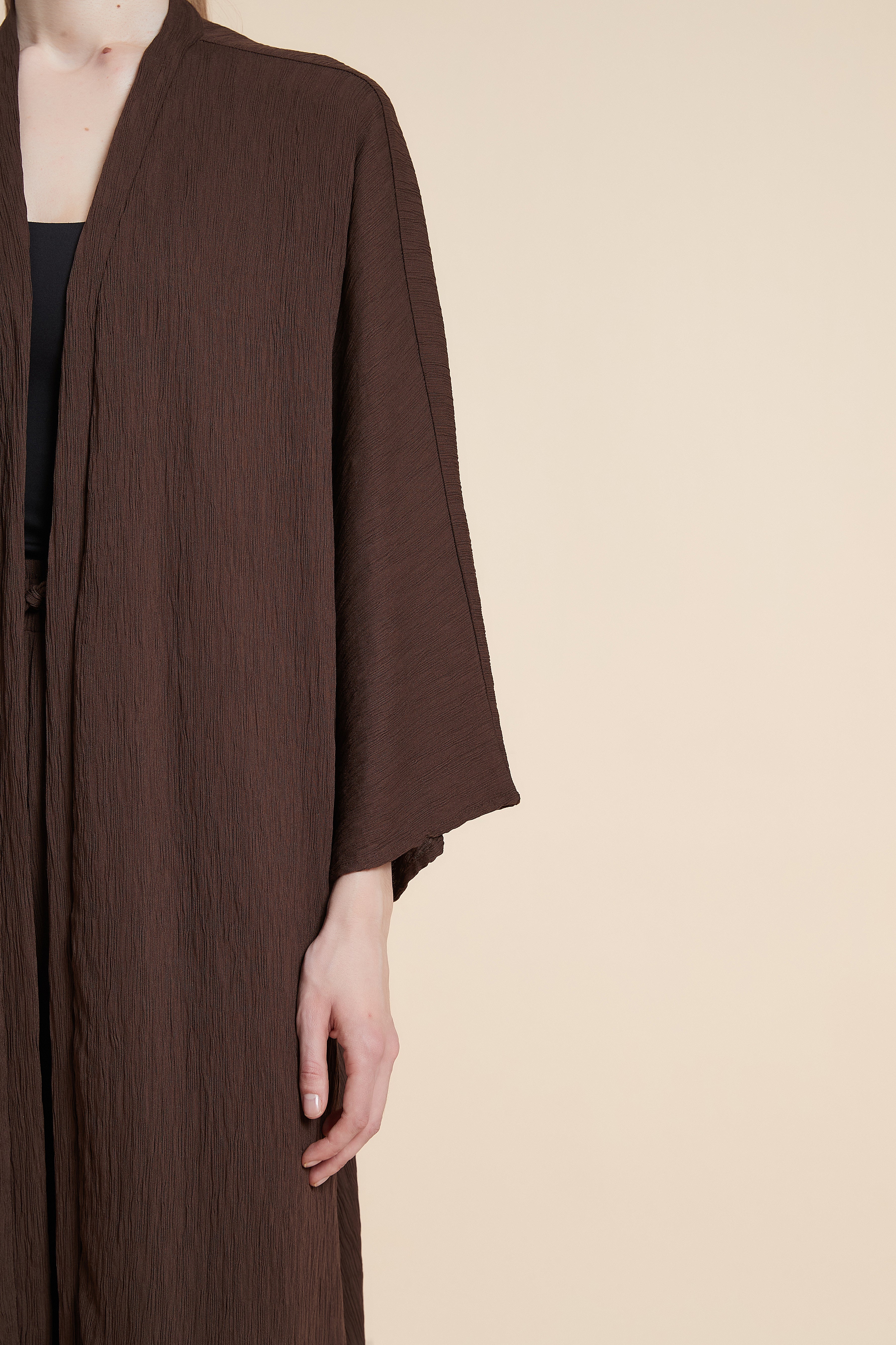 Plain 3/4 Sleeve Open Cardigan