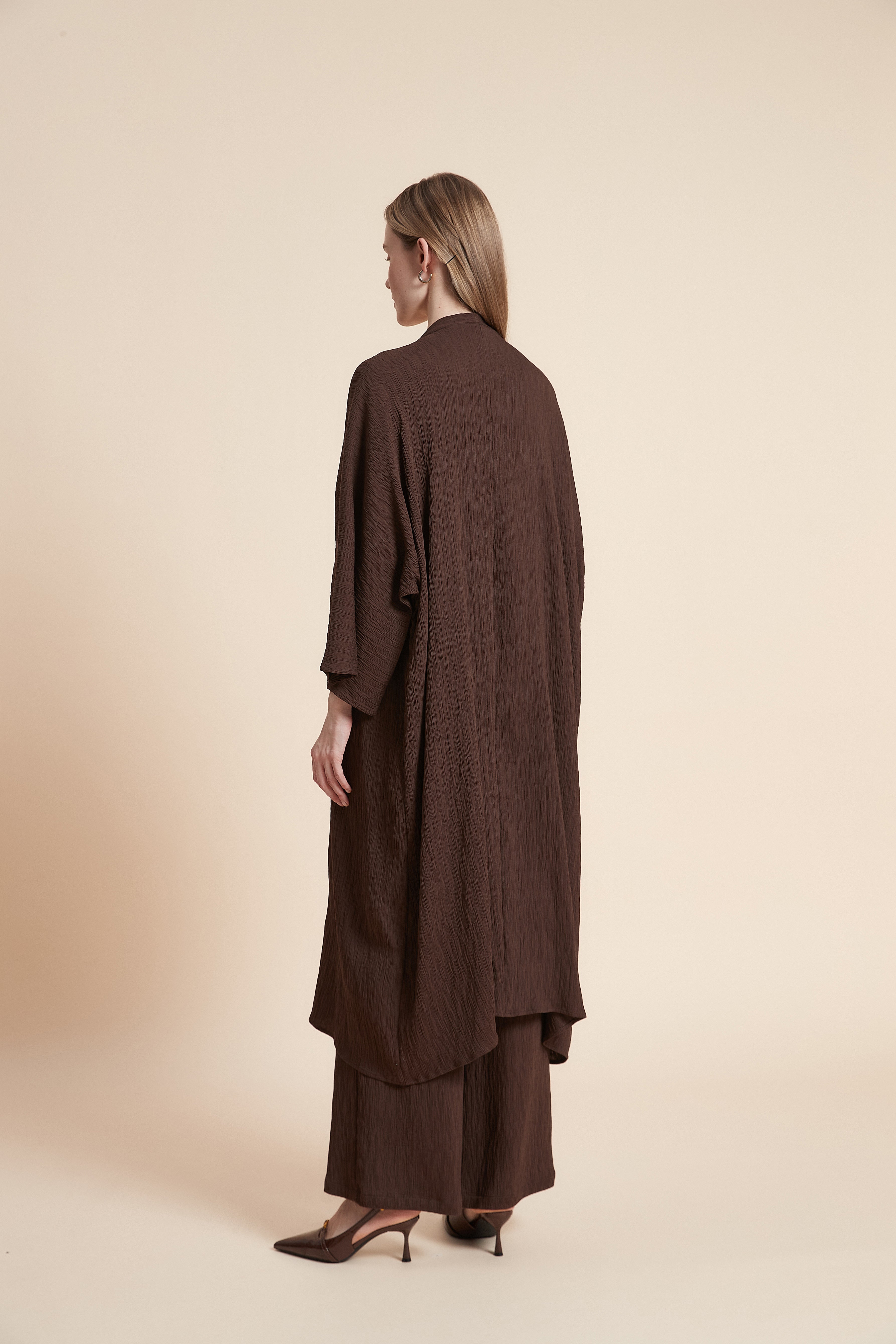 Plain 3/4 Sleeve Open Cardigan