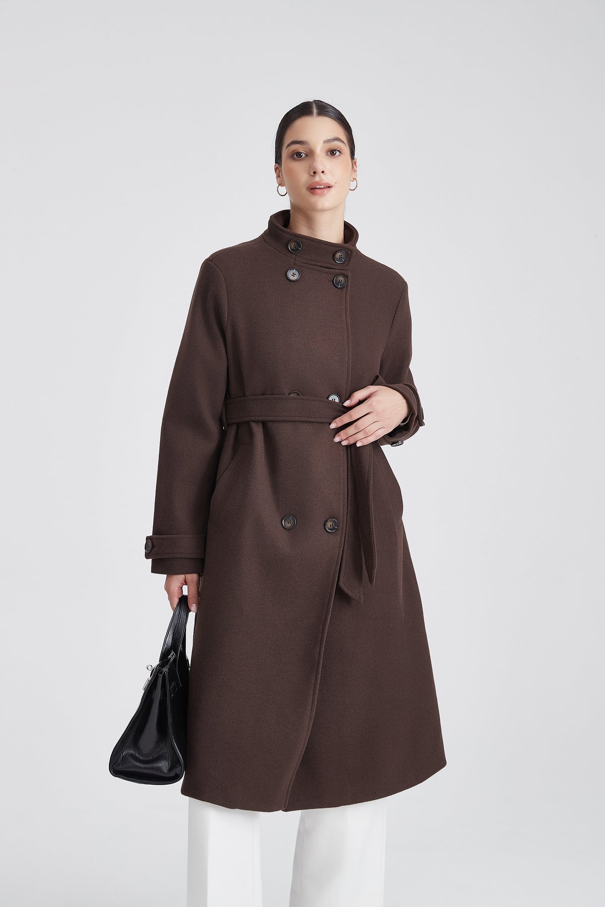 Plain Long Coat with Long Sleeves