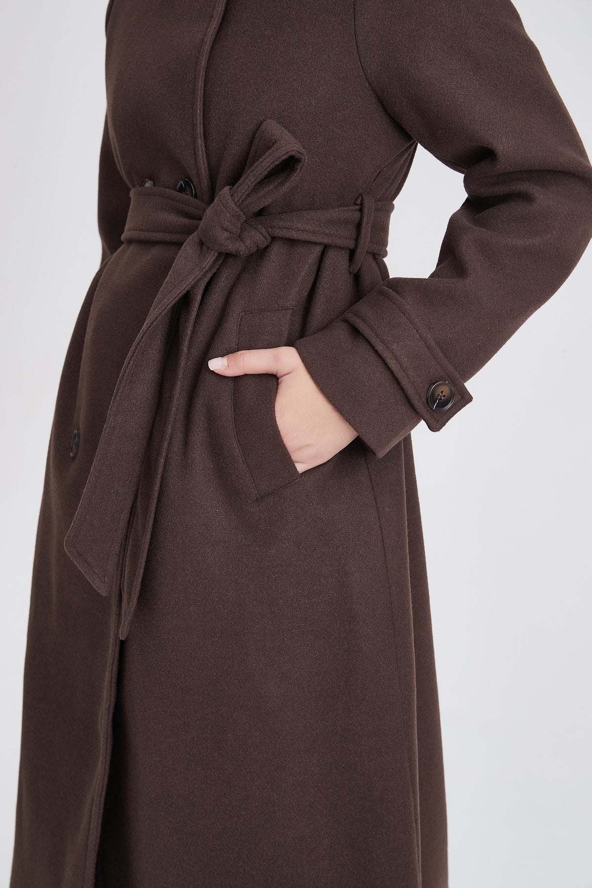 Plain Long Coat with Long Sleeves